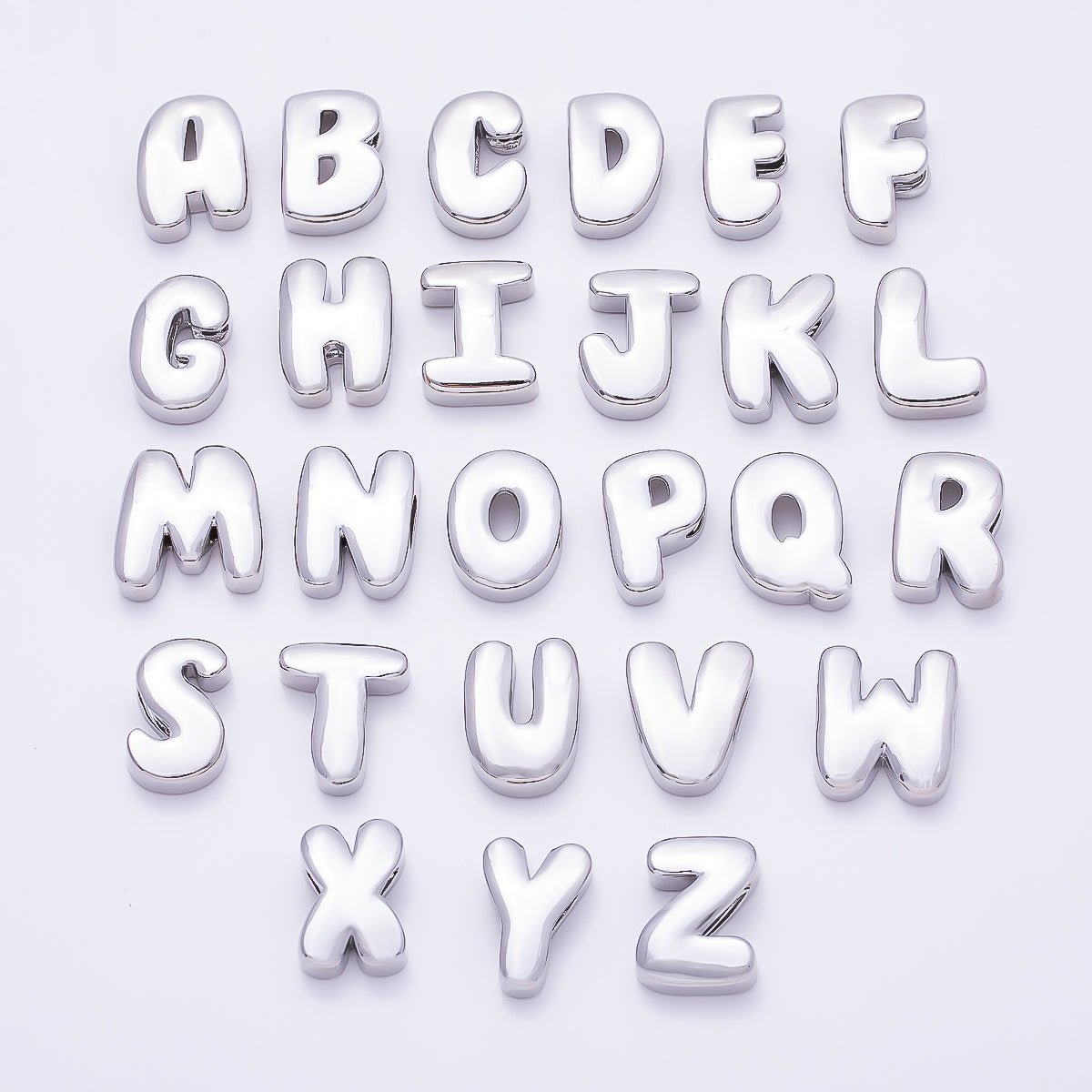 Silver 20mm Minimalist Chubby Initial Letter A-Z Alphabet Personalized Bead | Beads-00440 ~ Beads-00439 (Copy) - DLUXCA