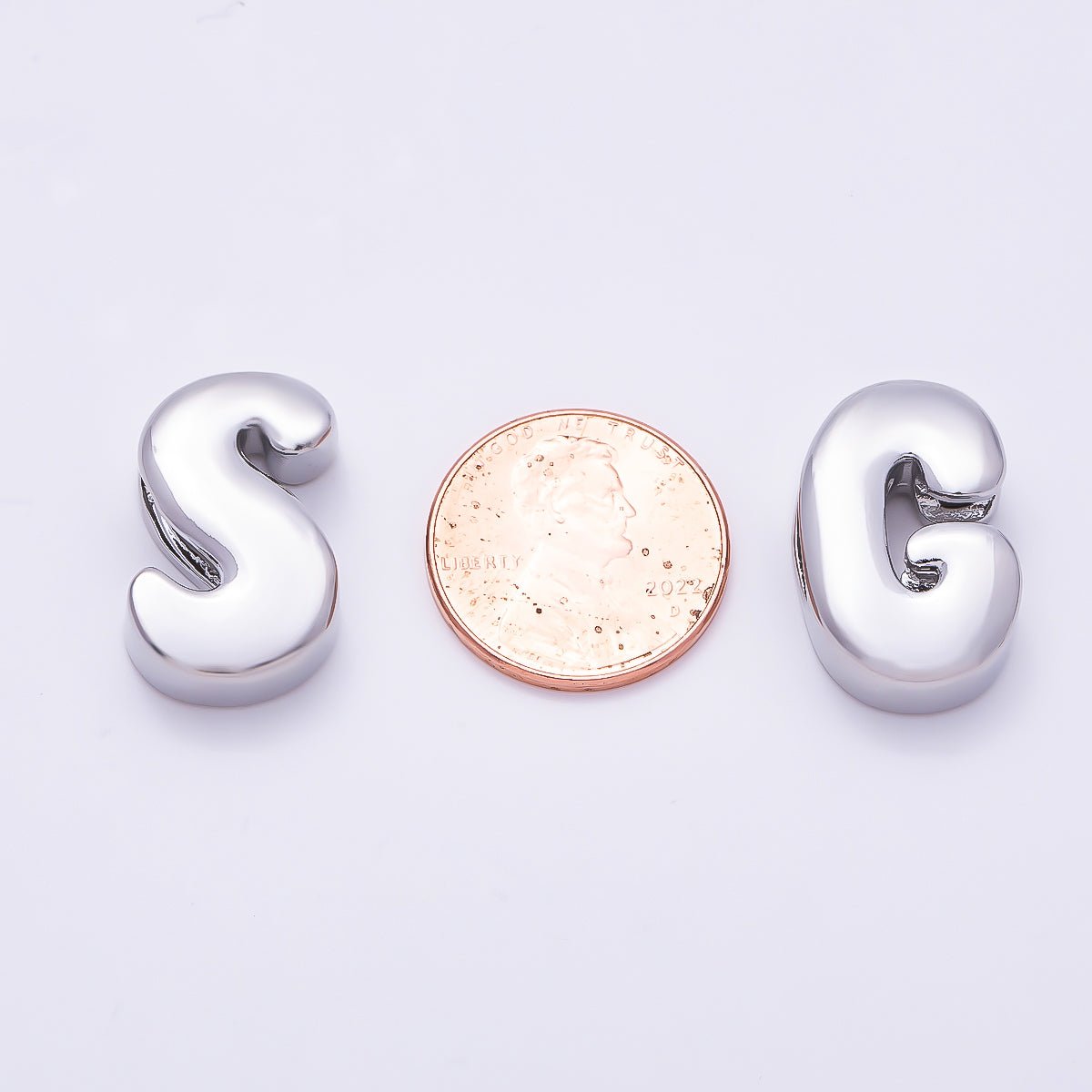 Silver 20mm Minimalist Chubby Initial Letter A-Z Alphabet Personalized Bead | Beads-00440 ~ Beads-00439 (Copy) - DLUXCA