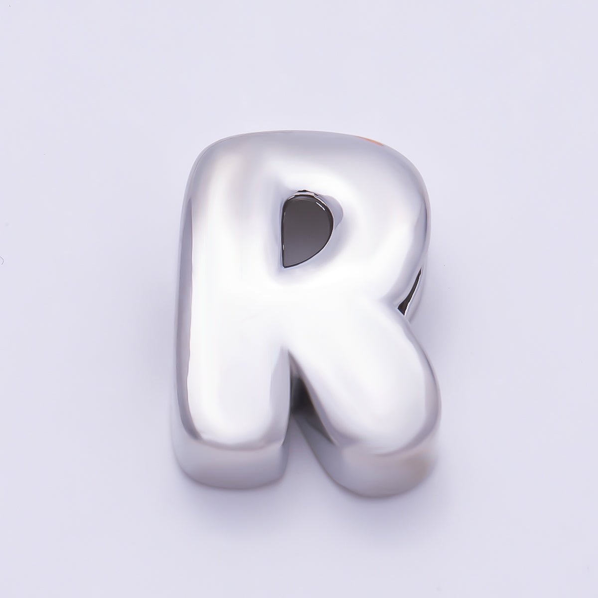 Silver 20mm Minimalist Chubby Initial Letter A-Z Alphabet Personalized Bead | Beads-00440 ~ Beads-00439 (Copy) - DLUXCA