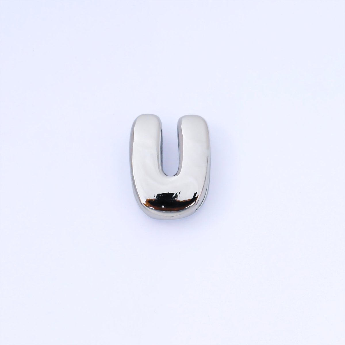 Silver 20mm Personalized Cord Chubby Bubble Initial Letter Alphabet Bead | AF118 - AF130 - DLUXCA