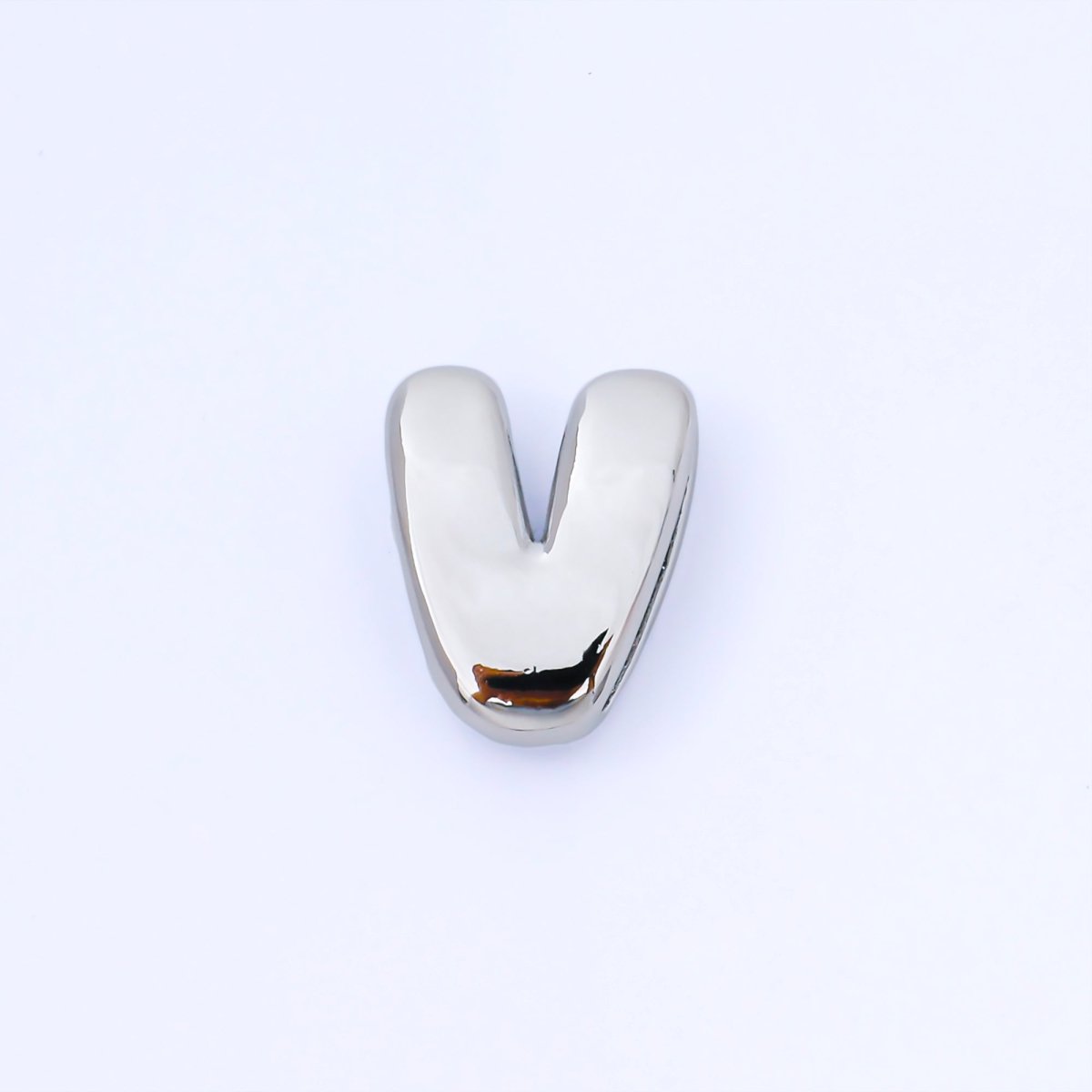 Silver 20mm Personalized Cord Chubby Bubble Initial Letter Alphabet Bead | AF118 - AF130 - DLUXCA