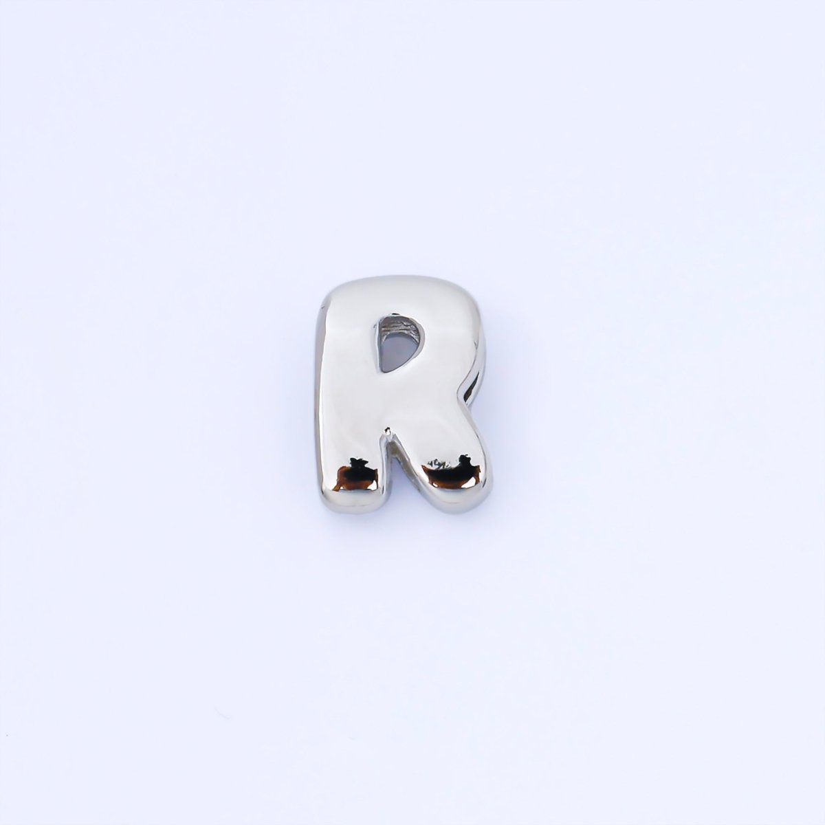 Silver 20mm Personalized Cord Chubby Bubble Initial Letter Alphabet Bead | AF118 - AF130 - DLUXCA