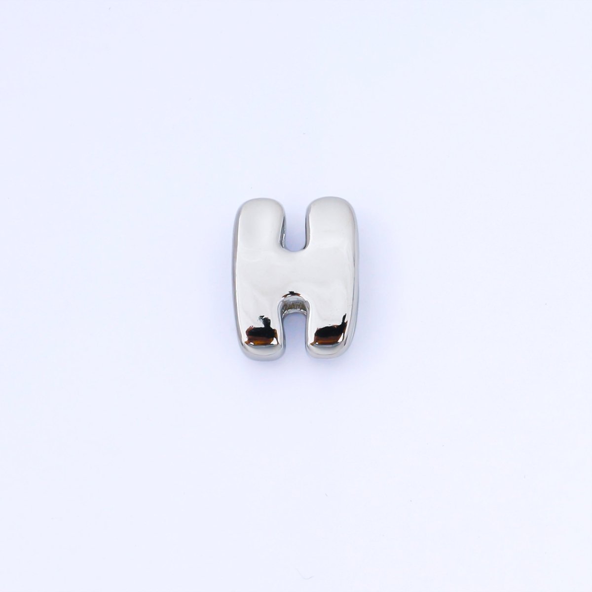 Silver 20mm Personalized Cord Chubby Bubble Initial Letter Alphabet Bead | AF118 - AF130 - DLUXCA