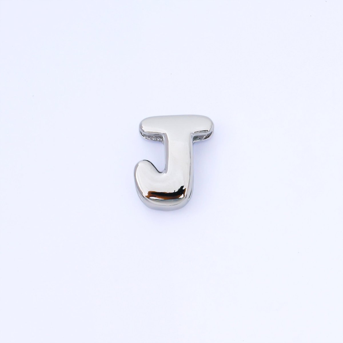 Silver 20mm Personalized Cord Chubby Bubble Initial Letter Alphabet Bead | AF118 - AF130 - DLUXCA