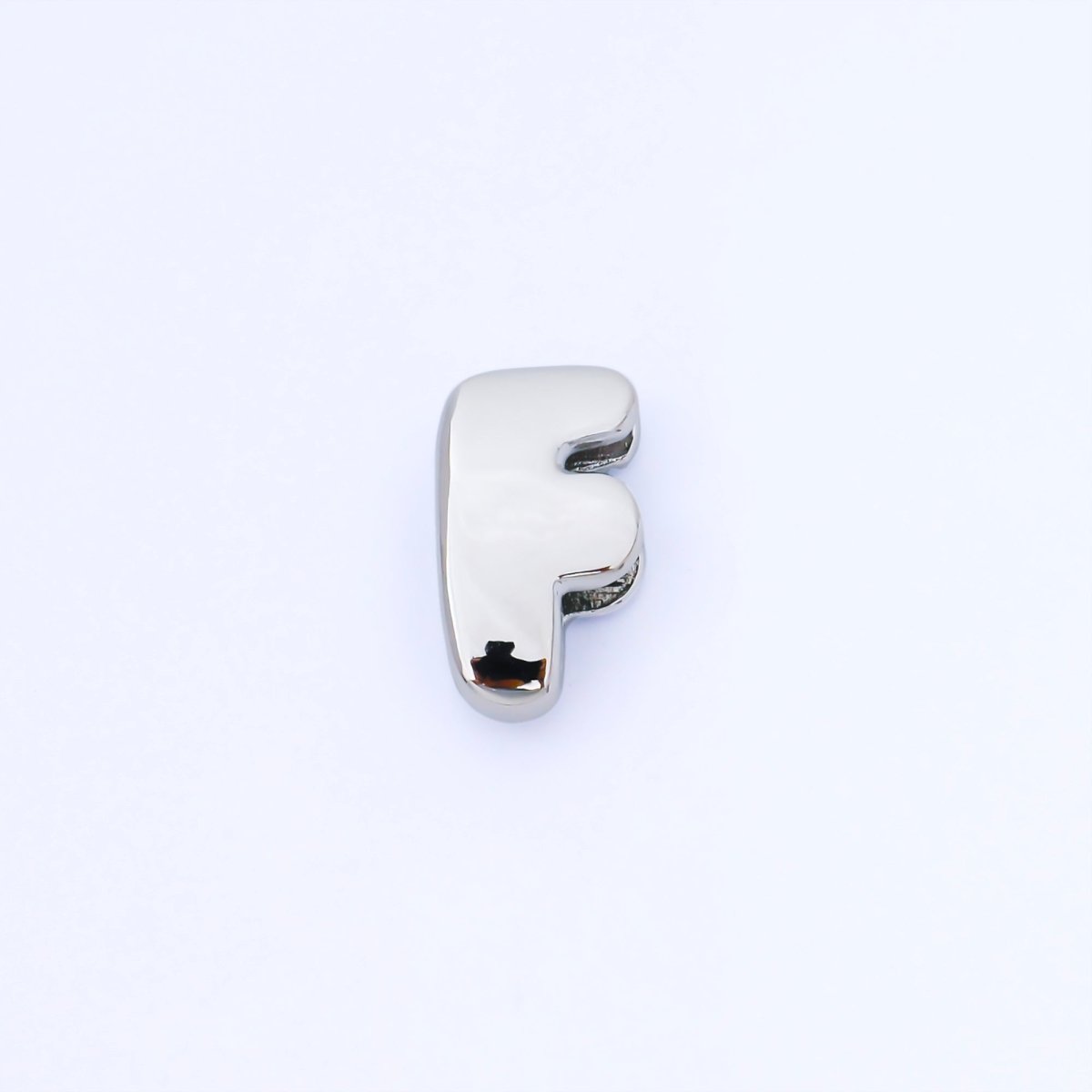 Silver 20mm Personalized Cord Chubby Bubble Initial Letter Alphabet Bead | AF118 - AF130 - DLUXCA