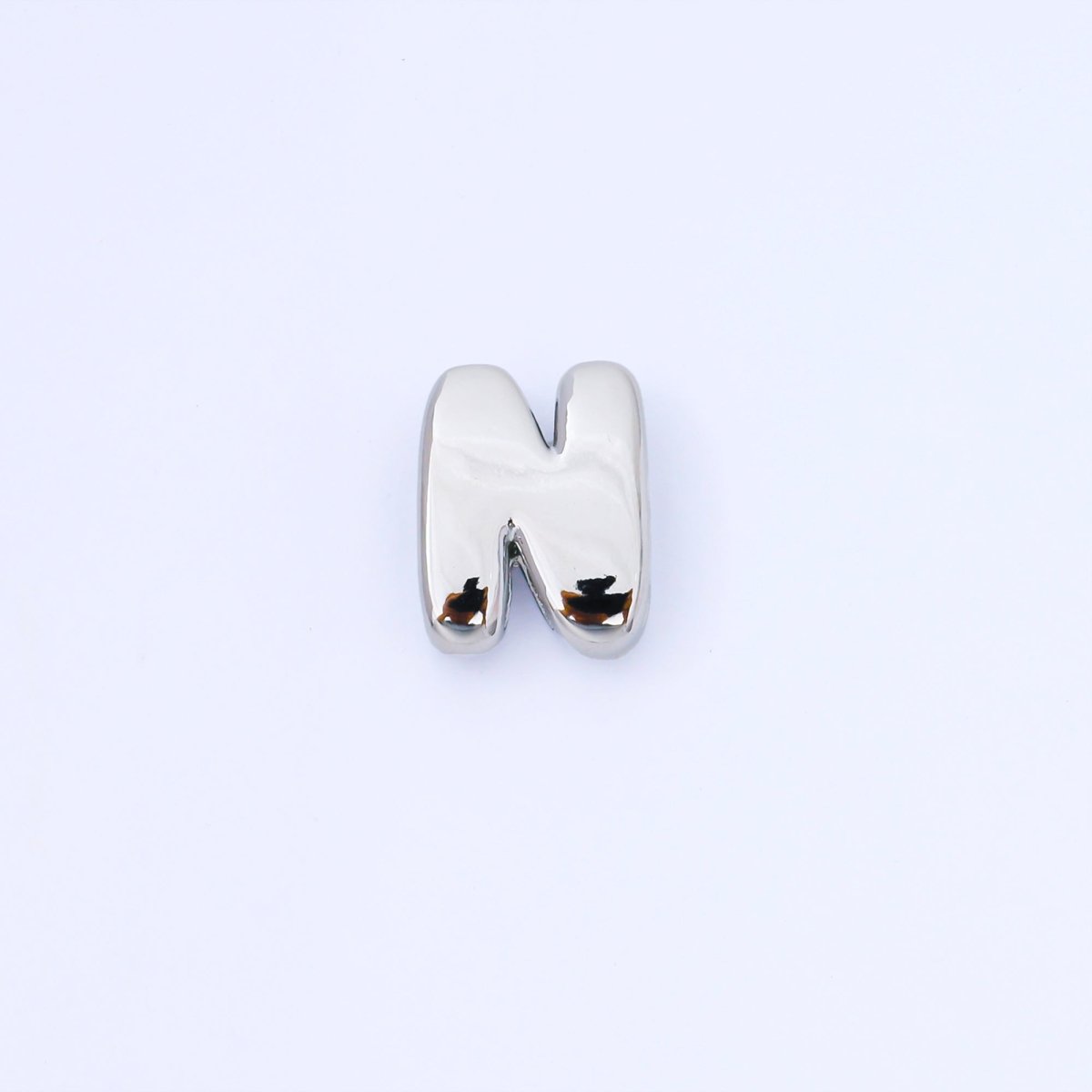 Silver 20mm Personalized Cord Chubby Bubble Initial Letter Alphabet Bead | AF118 - AF130 - DLUXCA