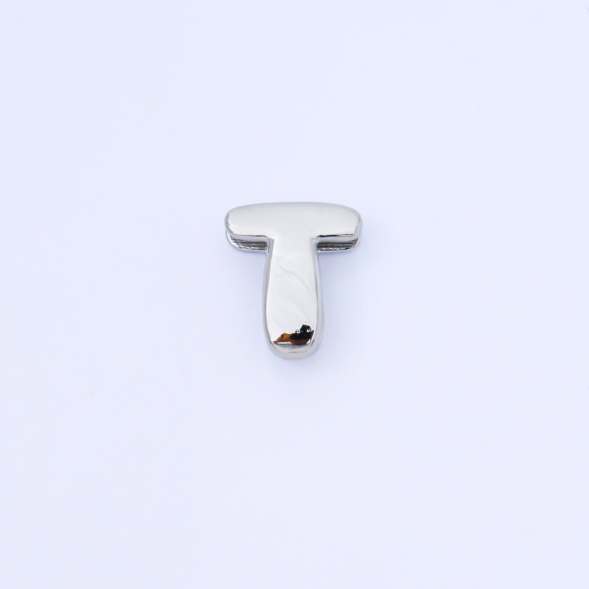 Silver 20mm Personalized Cord Chubby Bubble Initial Letter Alphabet Bead | AF118 - AF130 - DLUXCA