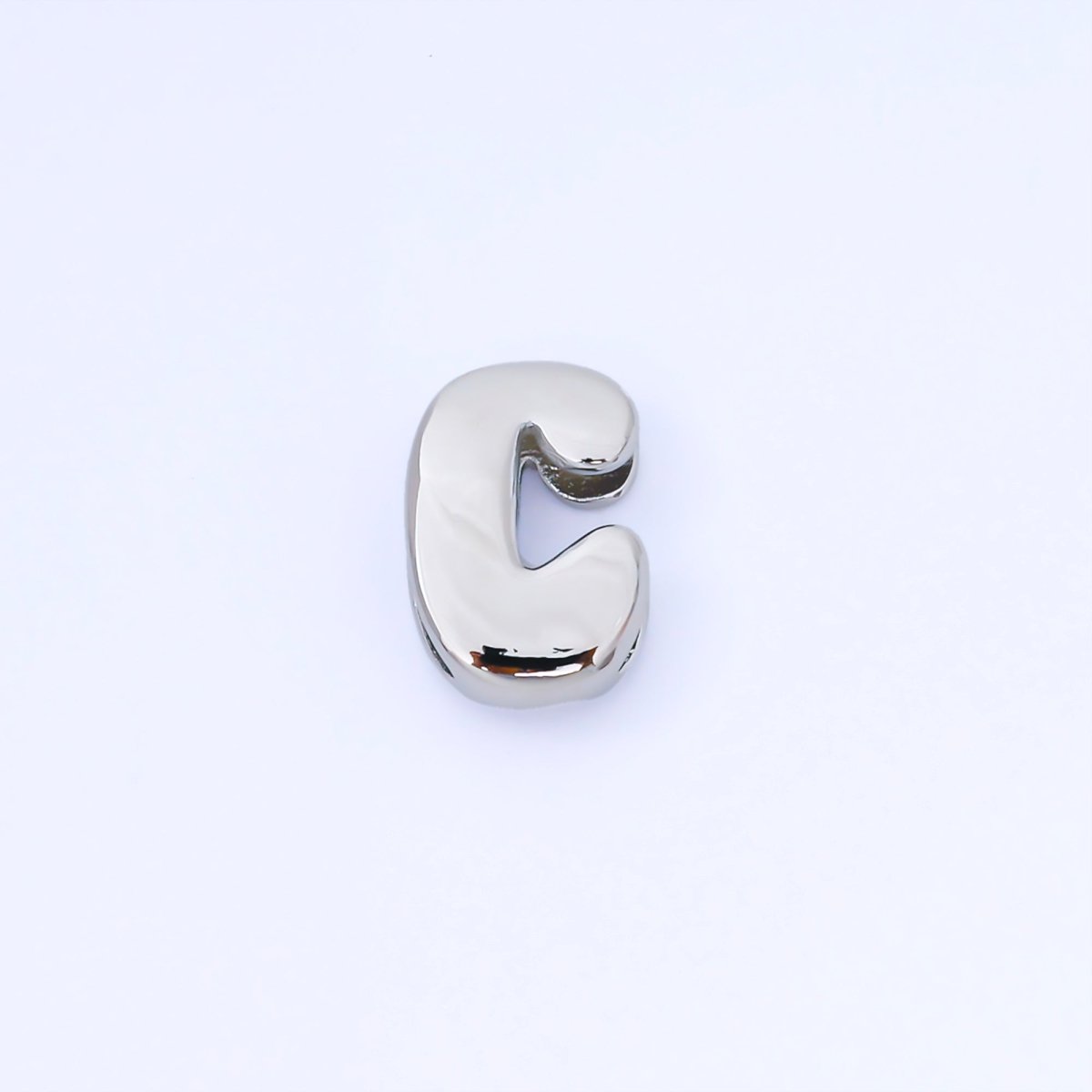 Silver 20mm Personalized Cord Chubby Bubble Initial Letter Alphabet Bead | AF118 - AF130 - DLUXCA
