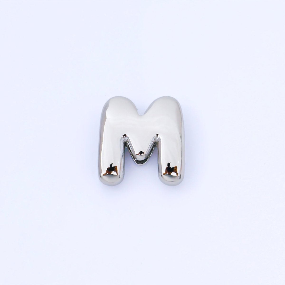 Silver 20mm Personalized Cord Chubby Bubble Initial Letter Alphabet Bead | AF118 - AF130 - DLUXCA