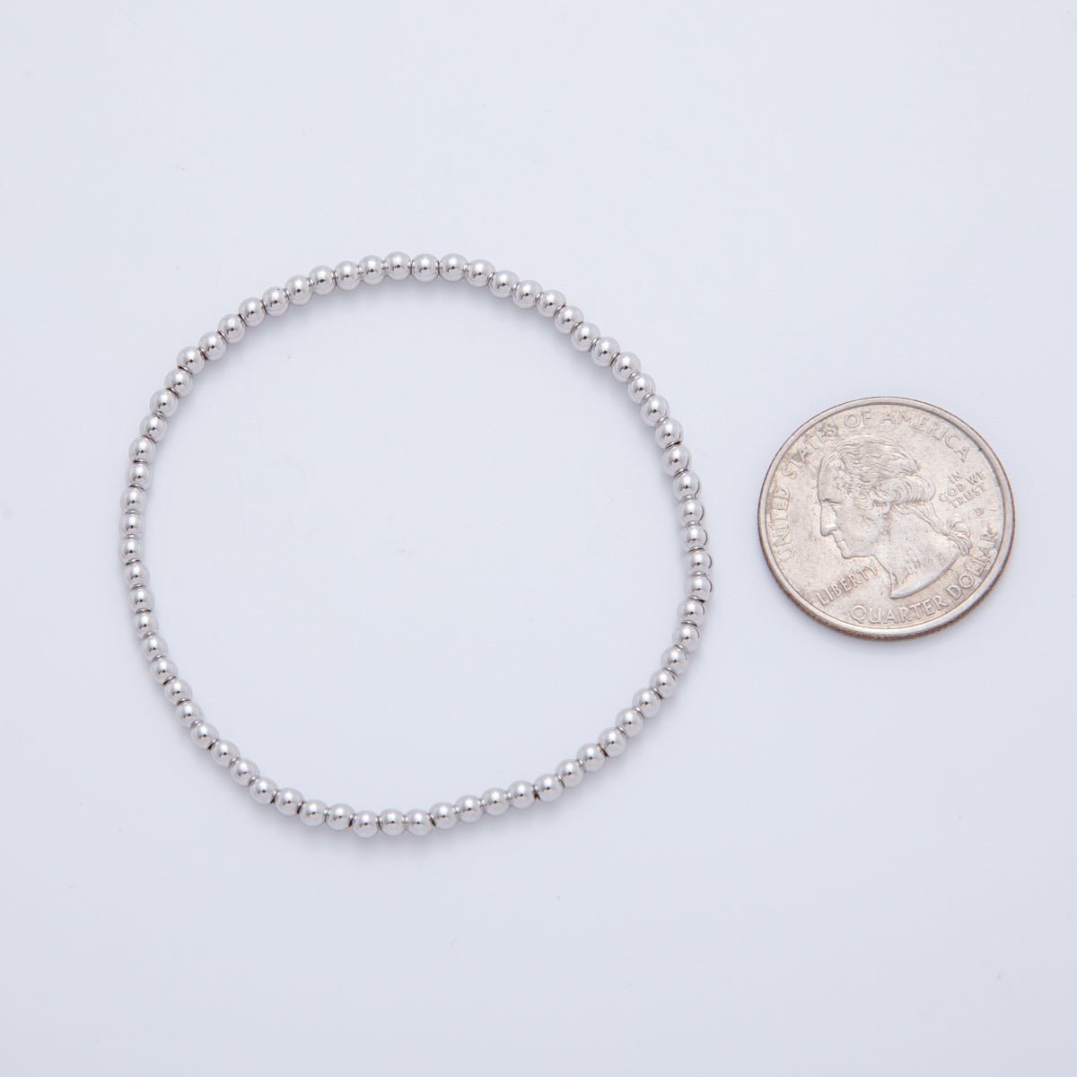 Silver 3,4,5,6 mm Beaded Stretch Bracelet | WA - 1283 - DLUXCA