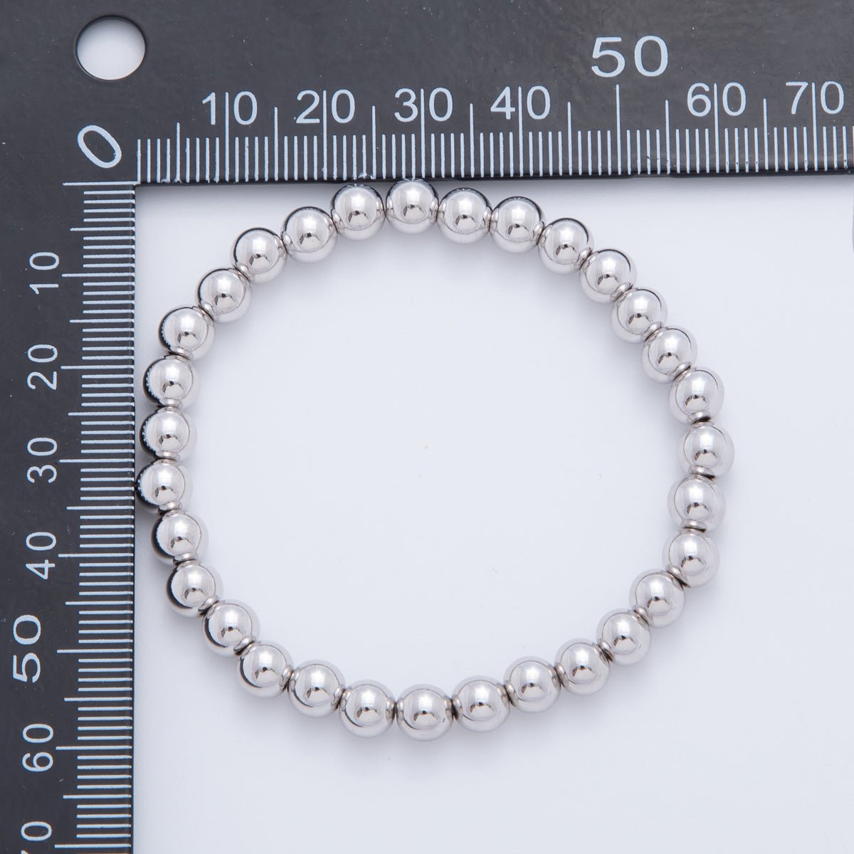 Silver 3,4,5,6 mm Beaded Stretch Bracelet | WA - 1283 - DLUXCA