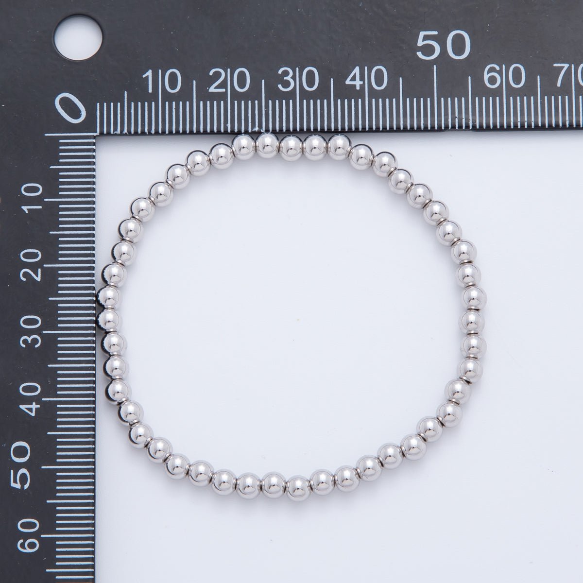Silver 3,4,5,6 mm Beaded Stretch Bracelet | WA - 1283 - DLUXCA