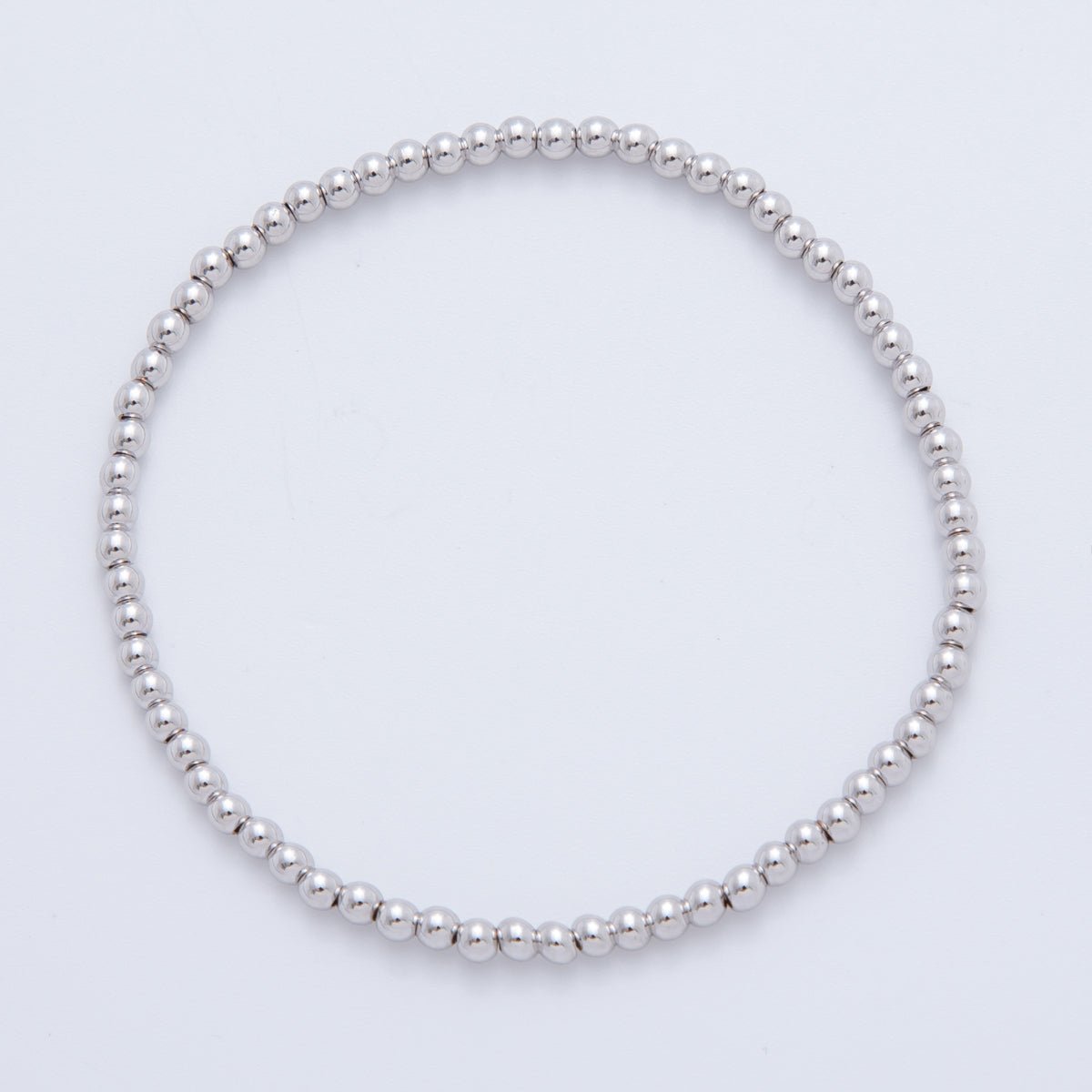 Silver 3,4,5,6 mm Beaded Stretch Bracelet | WA - 1283 - DLUXCA