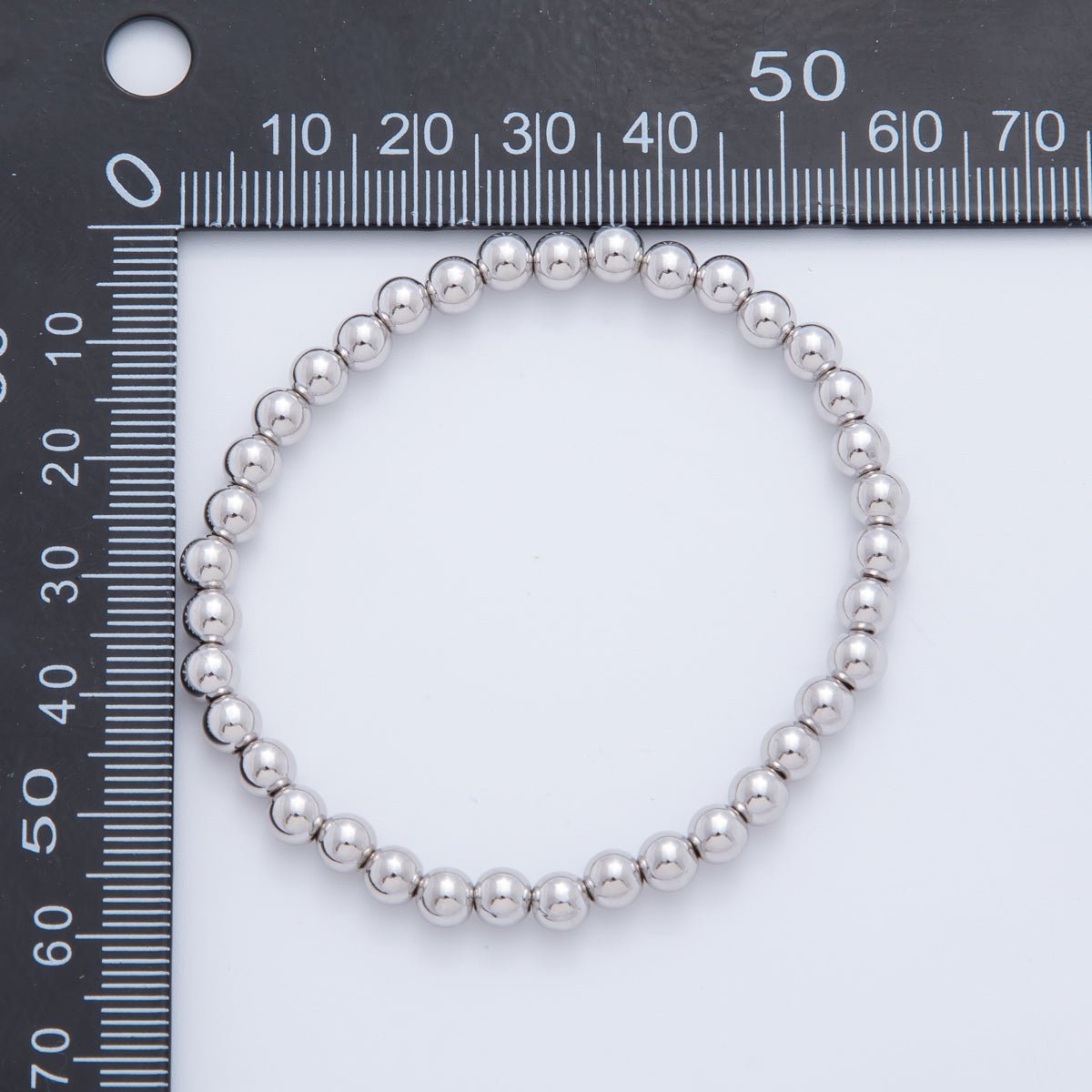 Silver 3,4,5,6 mm Beaded Stretch Bracelet | WA - 1283 - DLUXCA