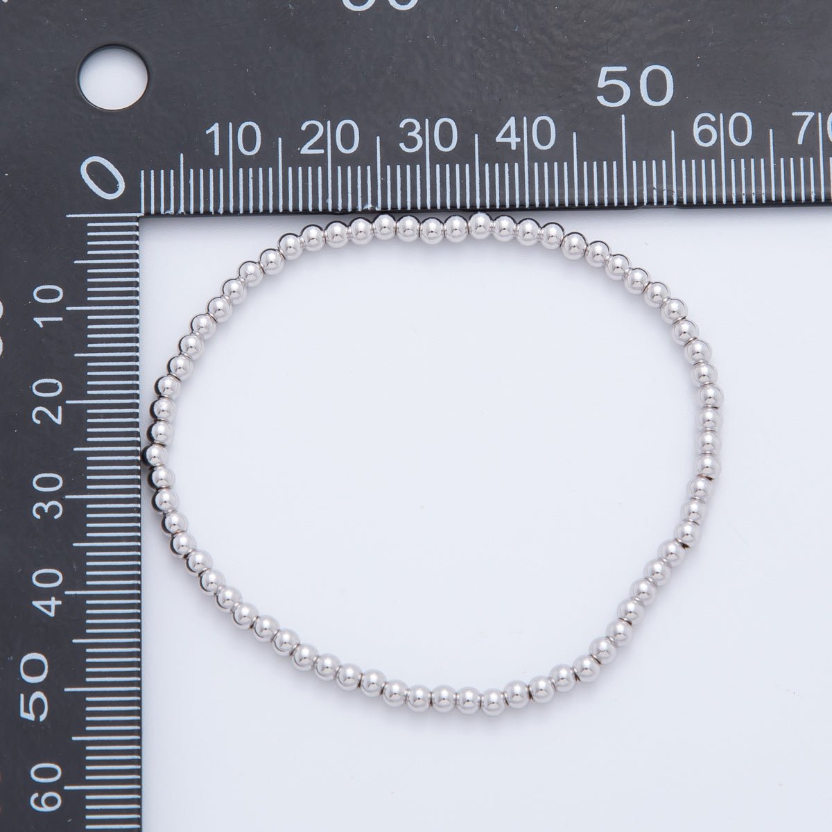 Silver 3,4,5,6 mm Beaded Stretch Bracelet | WA - 1283 - DLUXCA