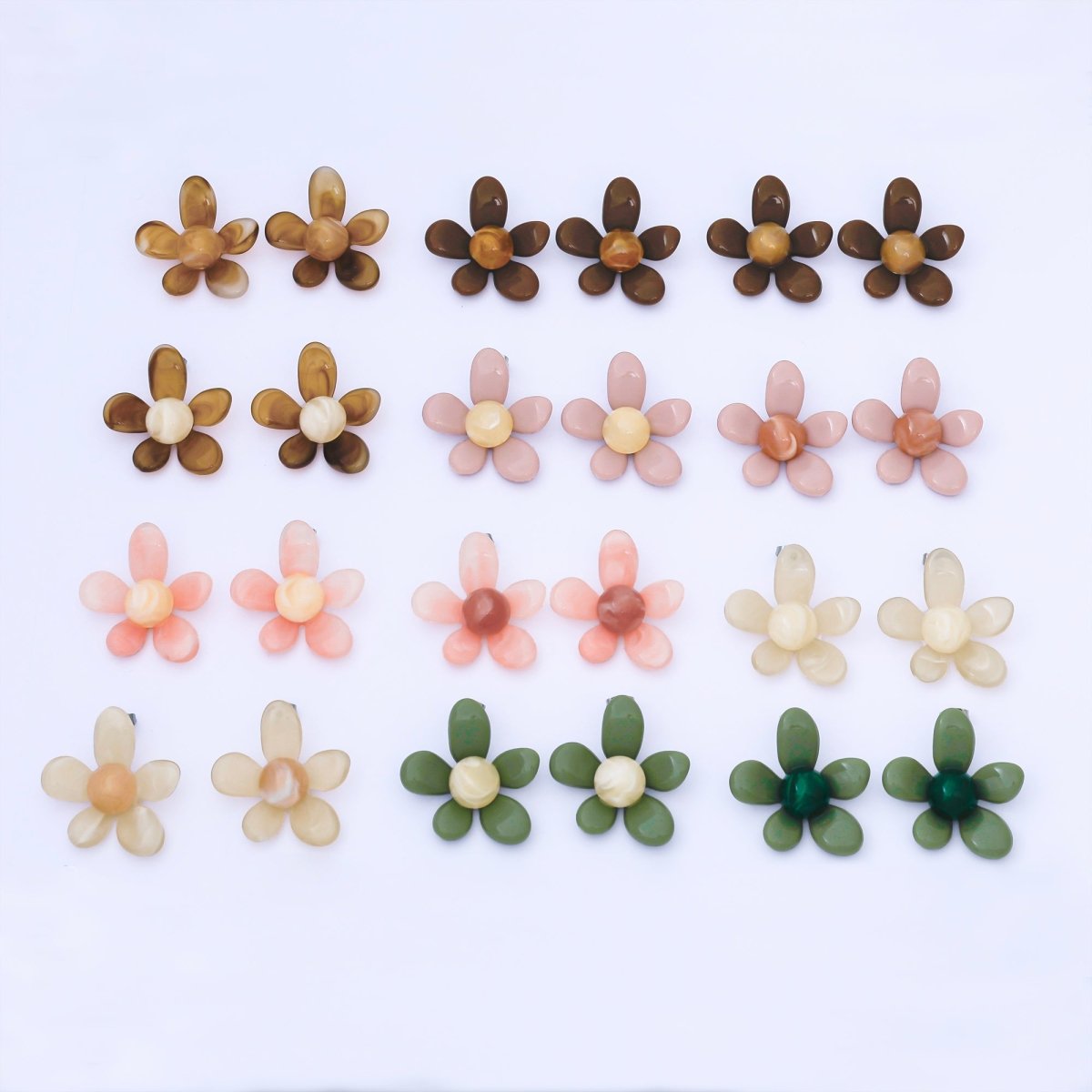 Silver Colorful Resin 3D Dasiy Flower Stud Earrings Spring Jewelry| ab1636 - DLUXCA