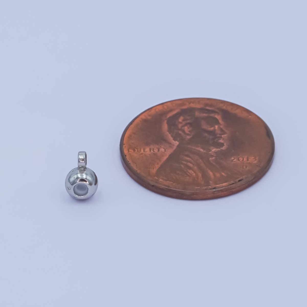 Silver Rhodium Plated 4mm Round Bead Slide Finding | Z1054 - DLUXCA