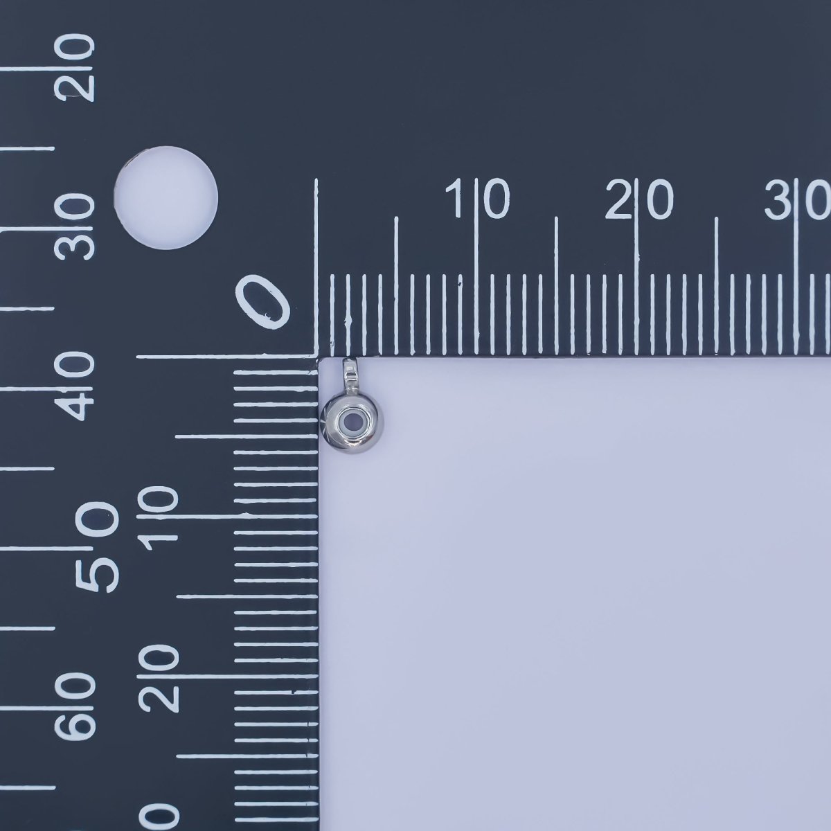 Silver Rhodium Plated 4mm Round Bead Slide Finding | Z1054 - DLUXCA