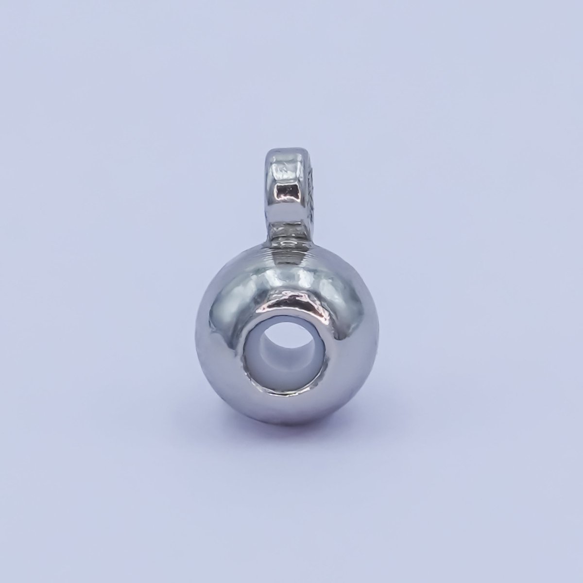 Silver Rhodium Plated 4mm Round Bead Slide Finding | Z1054 - DLUXCA