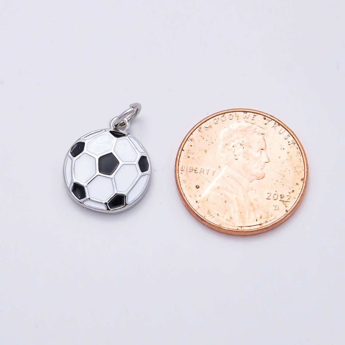 Silver Sports Soccer Football Enamel Charm | Charms-01111 - DLUXCA