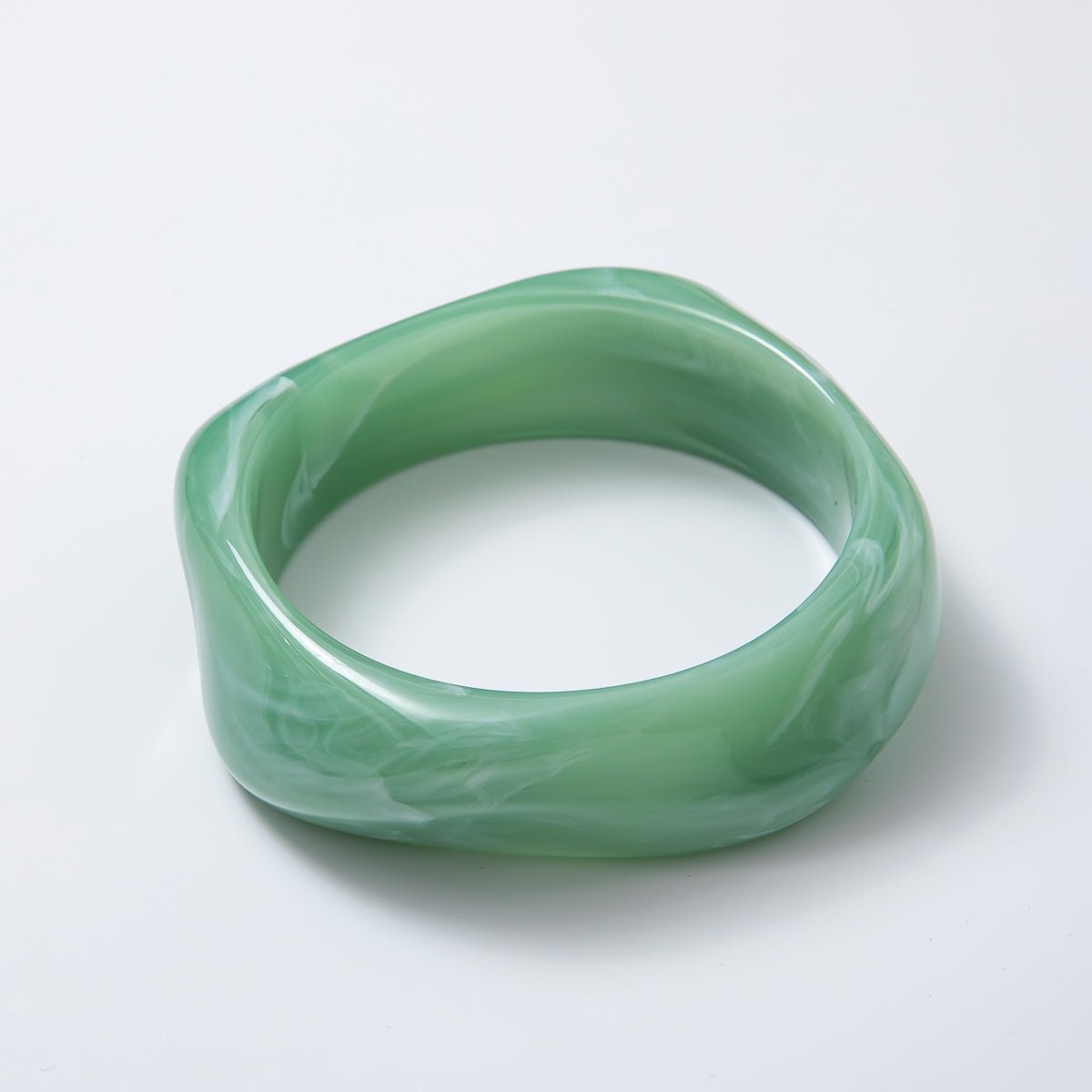 Solid Marble Resin Acrylic Wide Sculpted Geometric Bangle Bracelet | WA - 3416 ~ WA - 3427 - DLUXCA