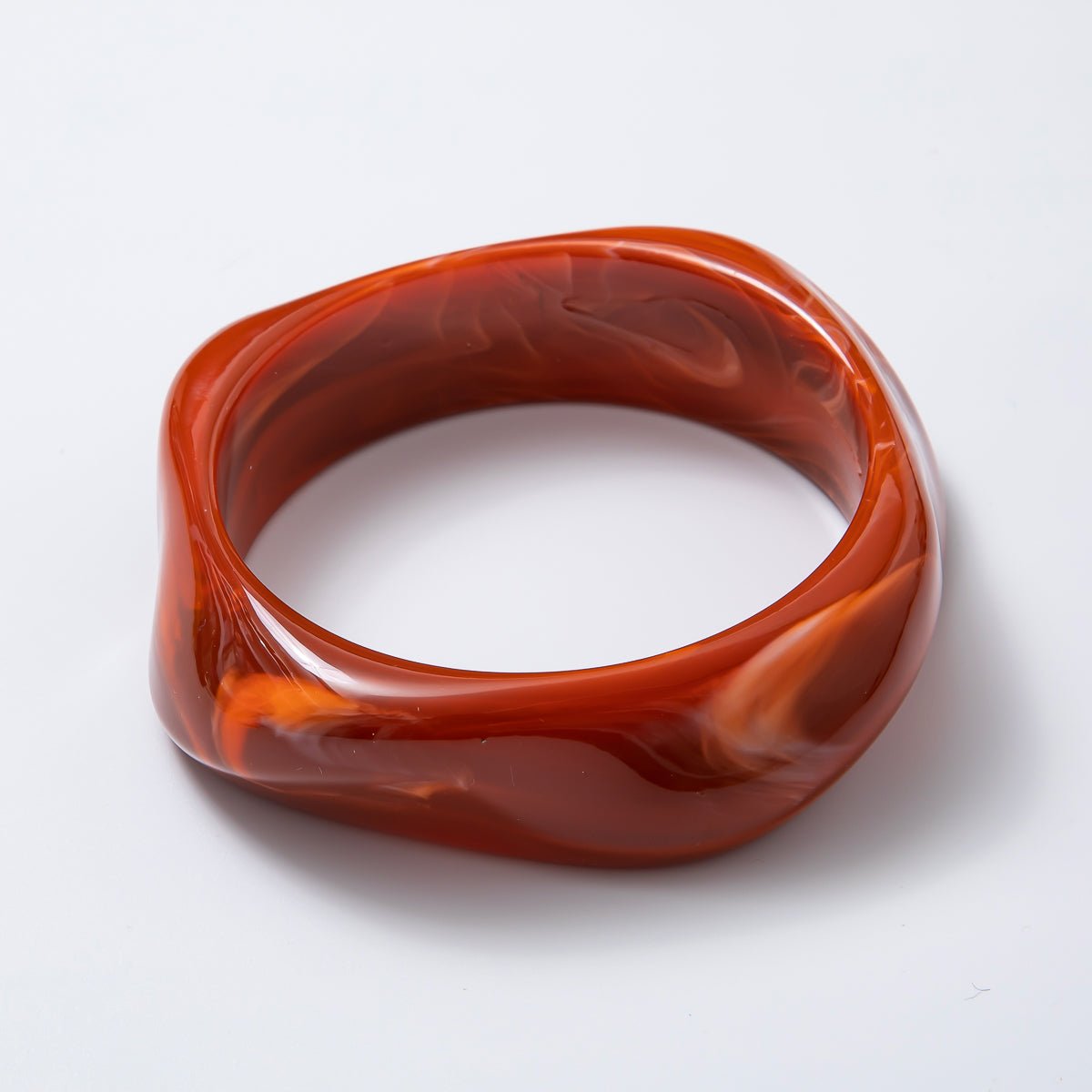 Solid Marble Resin Acrylic Wide Sculpted Geometric Bangle Bracelet | WA - 3416 ~ WA - 3427 - DLUXCA