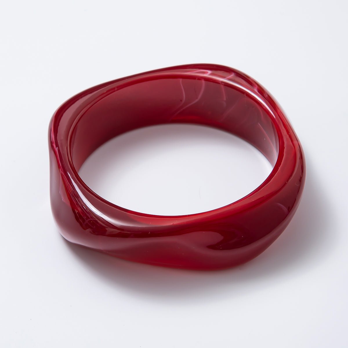 Solid Marble Resin Acrylic Wide Sculpted Geometric Bangle Bracelet | WA - 3416 ~ WA - 3427 - DLUXCA