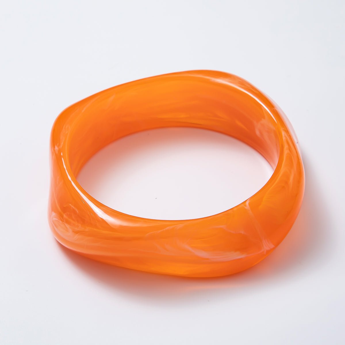 Solid Marble Resin Acrylic Wide Sculpted Geometric Bangle Bracelet | WA - 3416 ~ WA - 3427 - DLUXCA