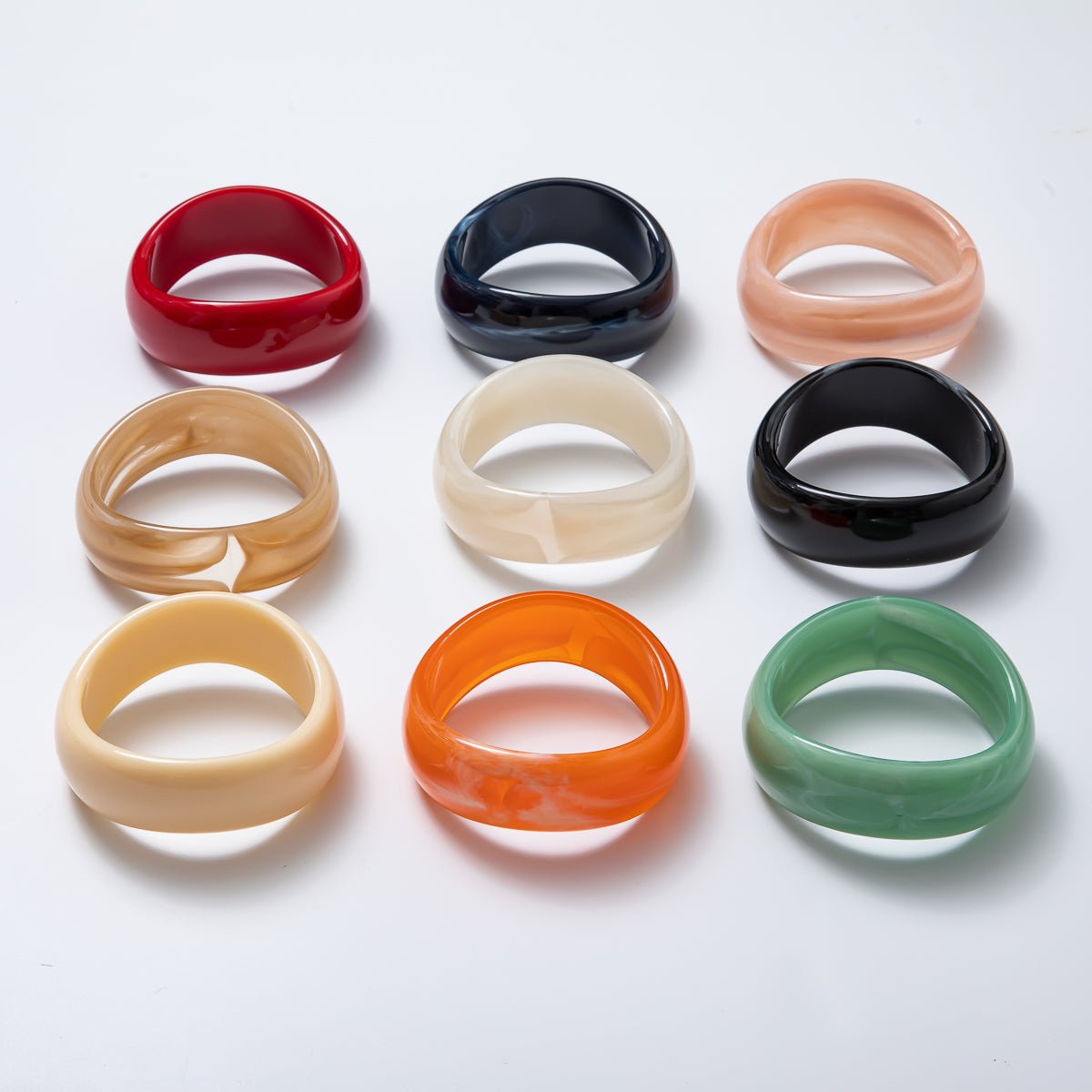 Solid Resin Acrylic Geometric Wide Bangle Bracelet | WA - 3384 ~ WA - 3393 - DLUXCA