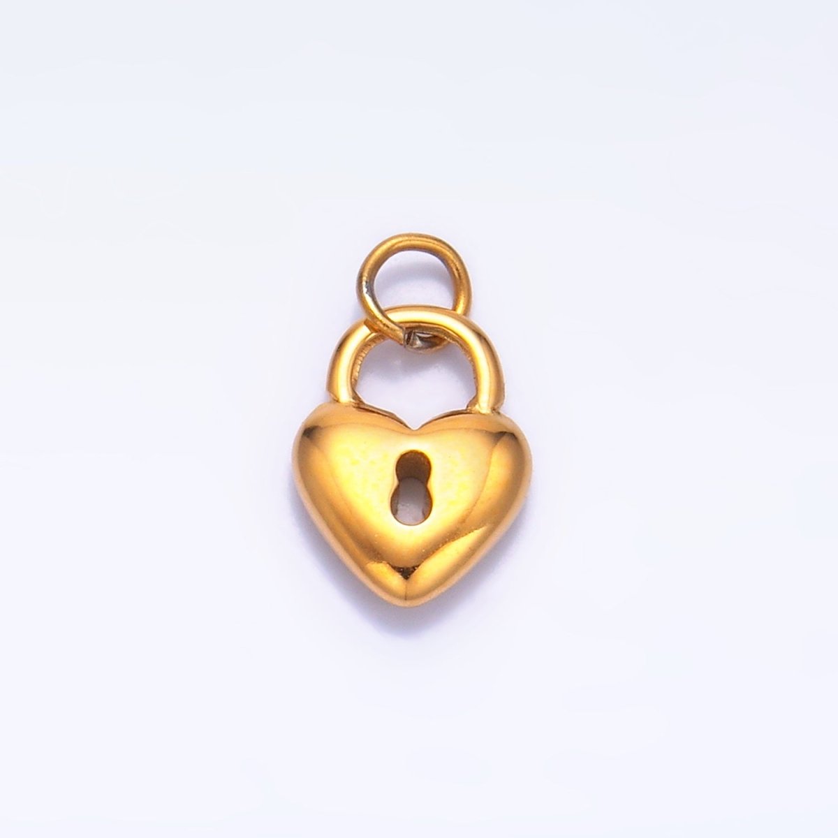 Stainless Steel 10.5mm Heart Key Padlock Charm | P1447 - DLUXCA
