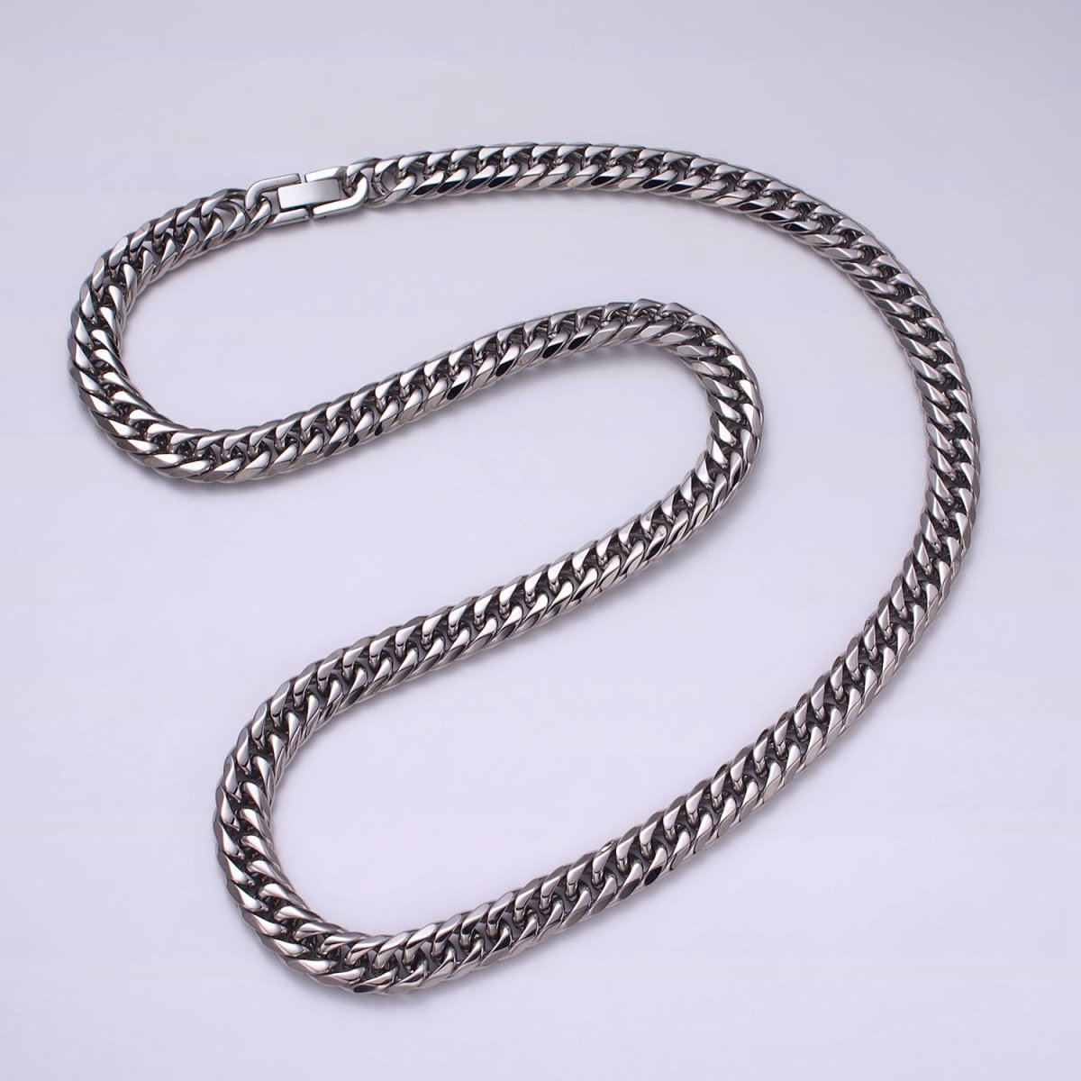 Stainless Steel 10mm Curb Chain 24.5 Inch Necklace | WA - 3975 - DLUXCA
