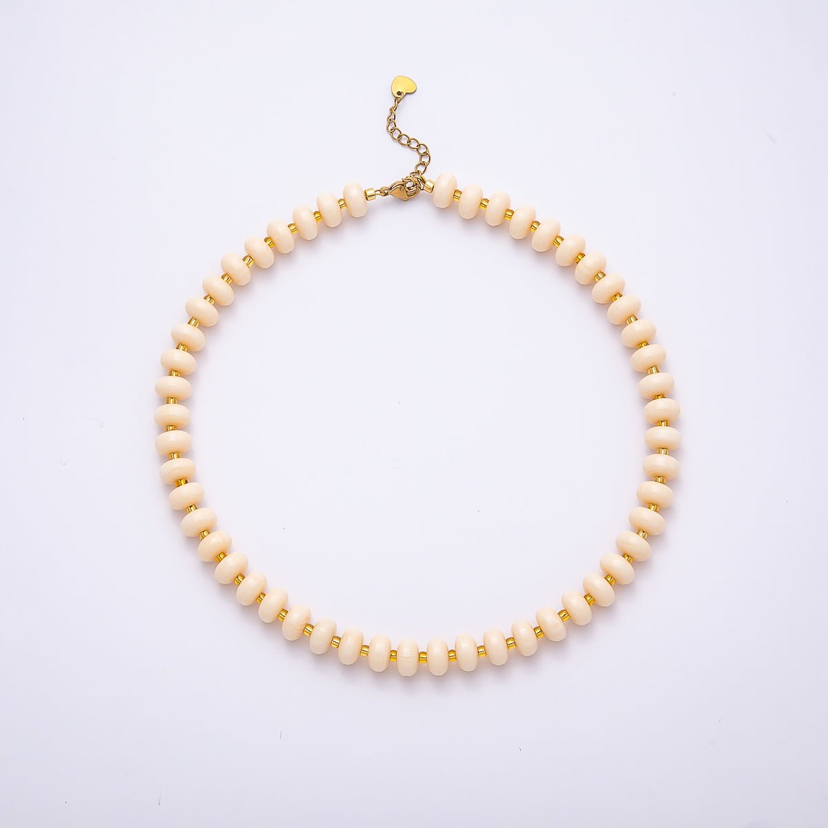 Stainless Steel 10mm Rondelle Resin Bead 16 Inch Necklace w. Extender | WA-04601 ~ WA-04606 - DLUXCA