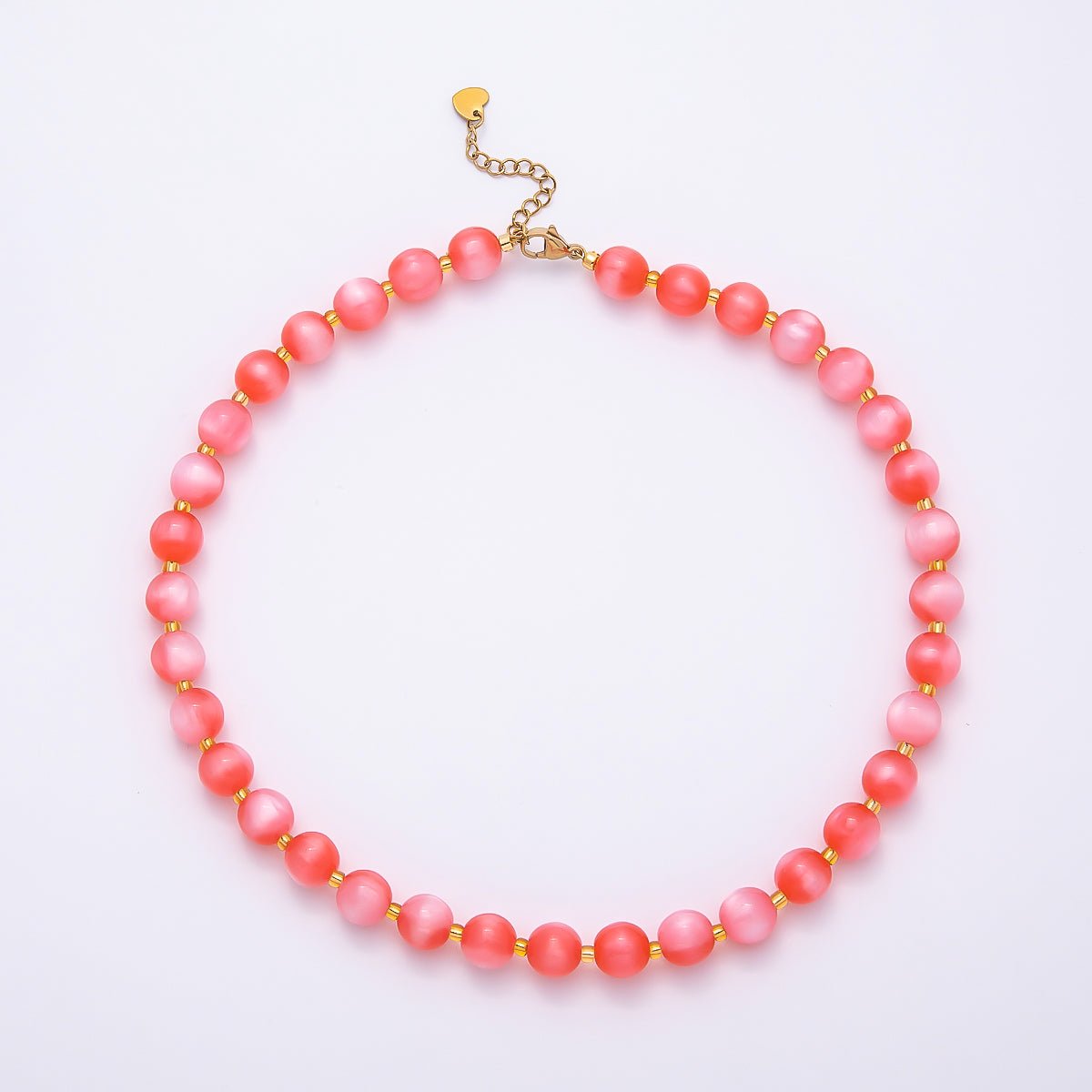 Stainless Steel 10mm Round Glitter Resin Bead 16 Inch Necklace w. Extender | WA-04523 ~ WA-04530 - DLUXCA
