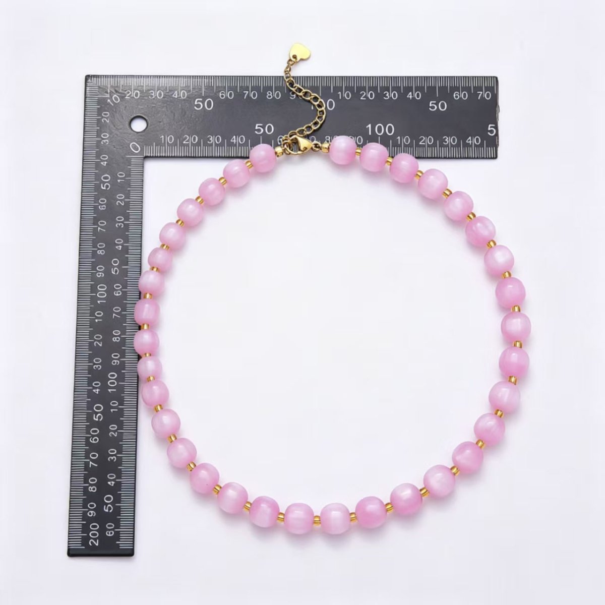 Stainless Steel 10mm Round Glitter Resin Bead 16 Inch Necklace w. Extender | WA-04523 ~ WA-04530 - DLUXCA