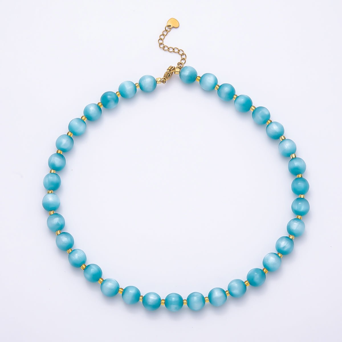 Stainless Steel 10mm Round Glitter Resin Bead 16 Inch Necklace w. Extender | WA-04523 ~ WA-04530 - DLUXCA