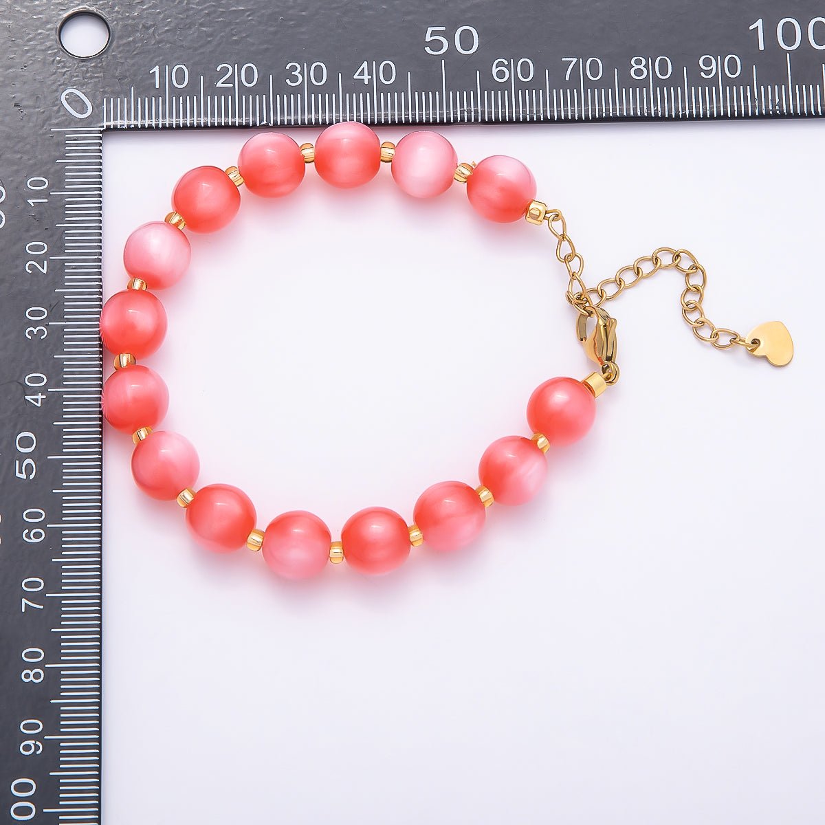 Stainless Steel 10mm Round Glitter Resin Bead 7 Inch Bracelet w. Extender | WA-04531 ~ WA-04538 - DLUXCA
