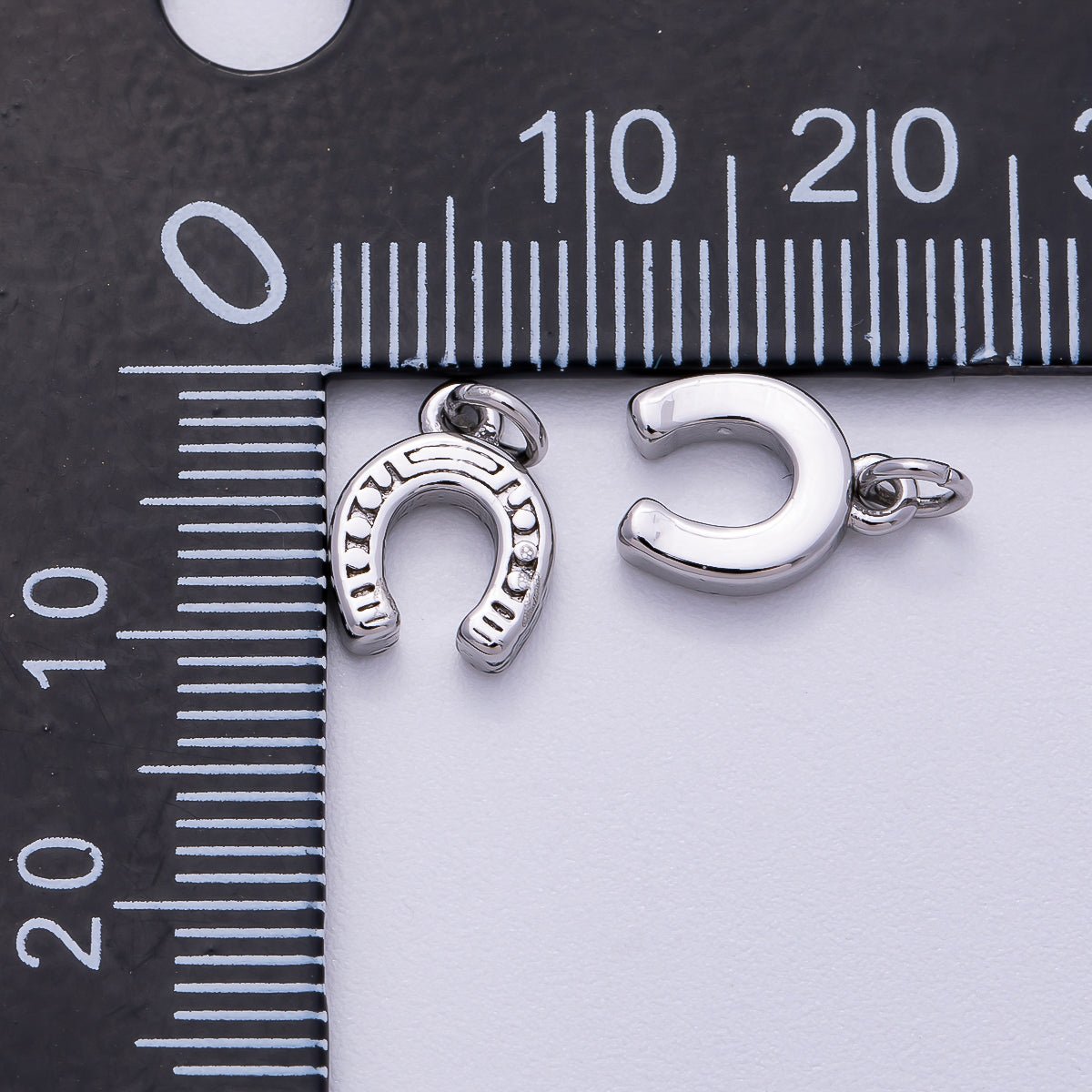 Stainless Steel 10mm Textured Horse Shoe Mini Charm | Charms - 00515 - DLUXCA