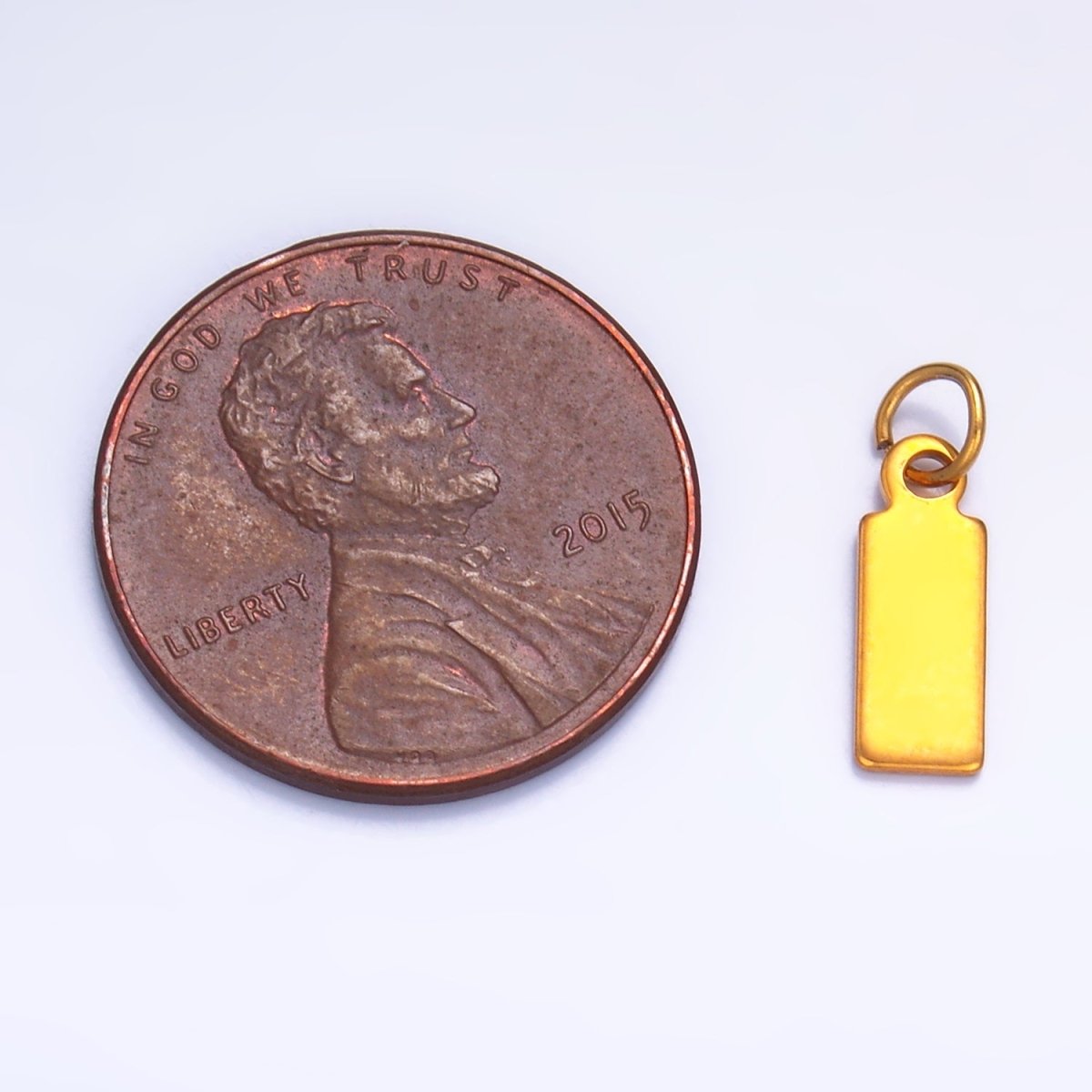 Stainless Steel 11mm Minimalist Rectangular Tag Mini Charm Set | P648 - DLUXCA