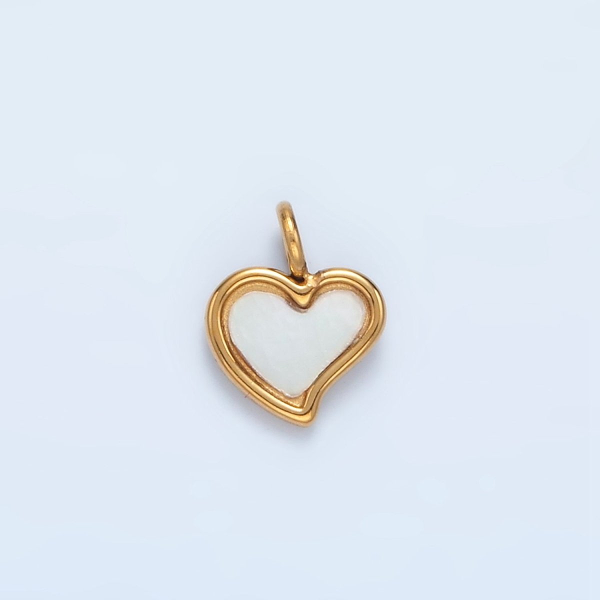 Stainless Steel 11mm Shell Pearl Heart Mini Charm | P881 - DLUXCA