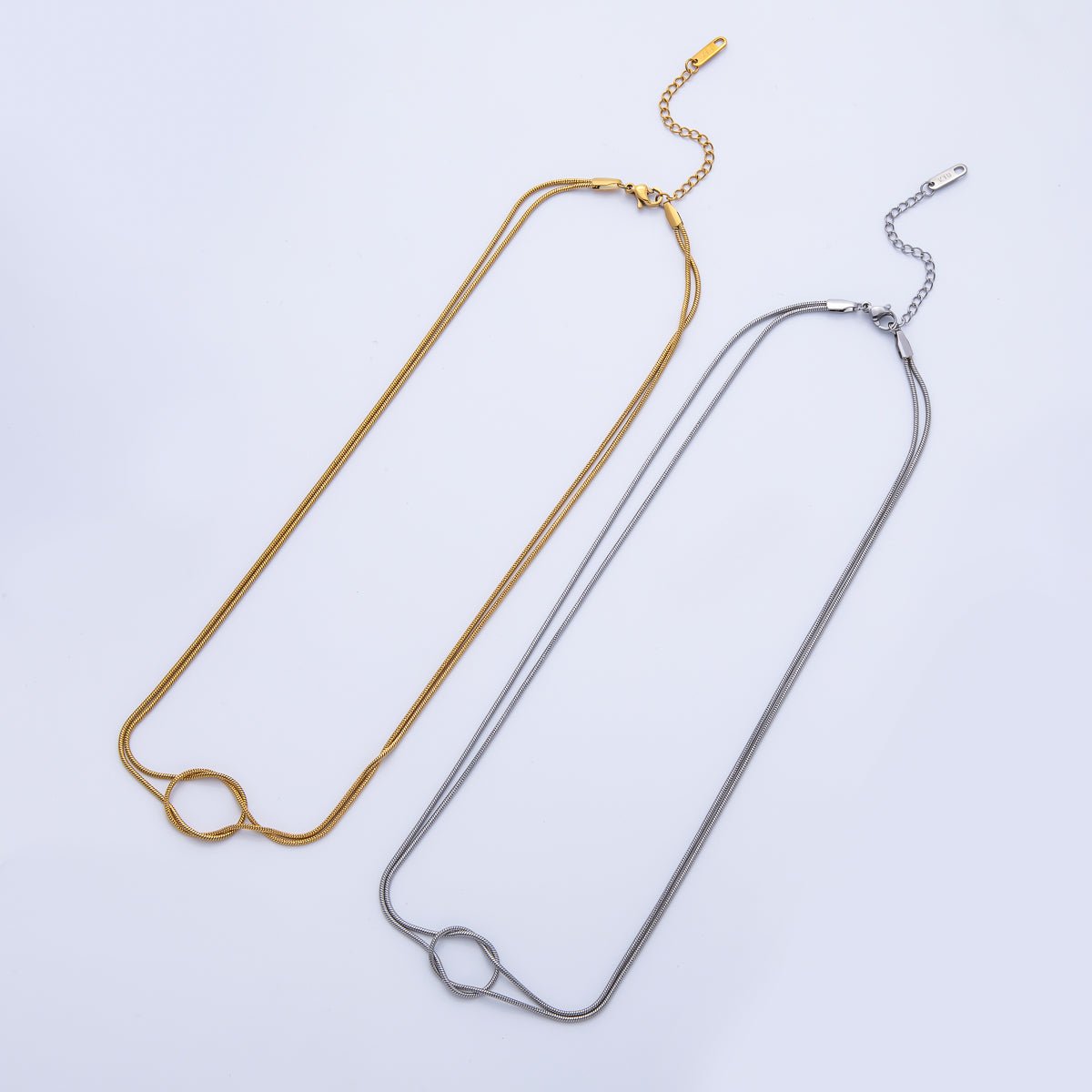 Stainless Steel 1.2mm Knot Snake Chain 18 Inch Necklace in Gold & Silver | WA - 3995 WA - 3996 - DLUXCA