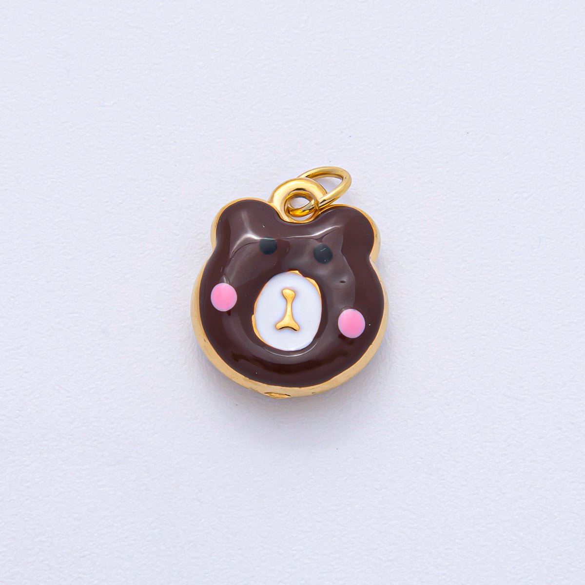 Stainless Steel 15mm Brown, Red, Green, White Enamel Teddy Bear Charm | J865 J889 - DLUXCA