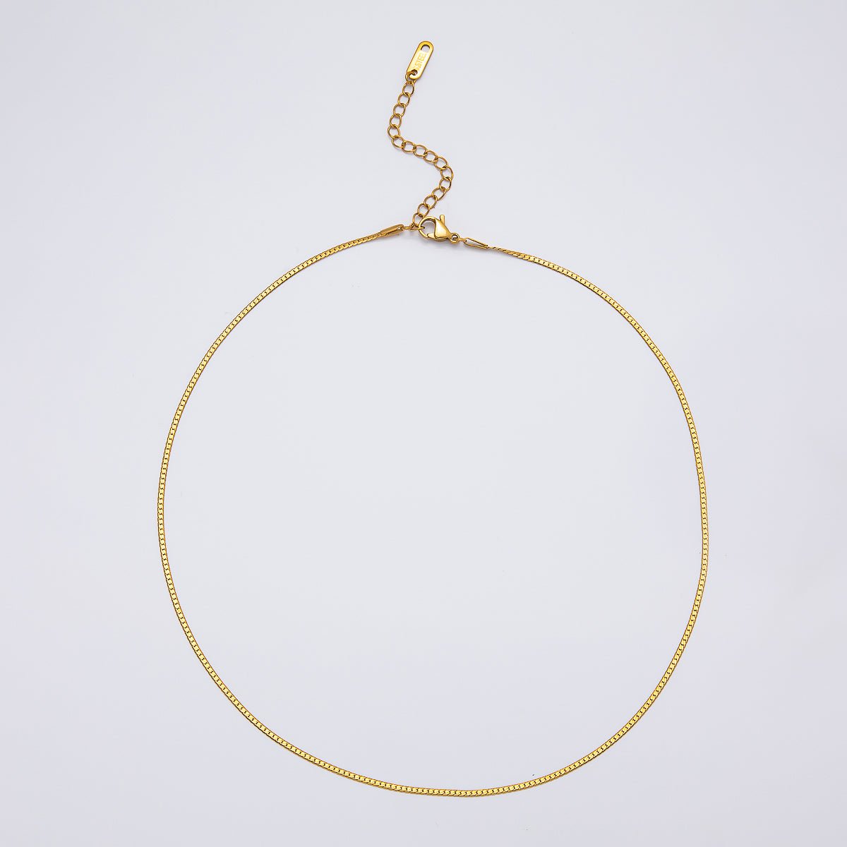 Stainless Steel 1.5mm Minimalist Curb Chain 17 Inch Necklace w. Extender | WA - 04278 - DLUXCA