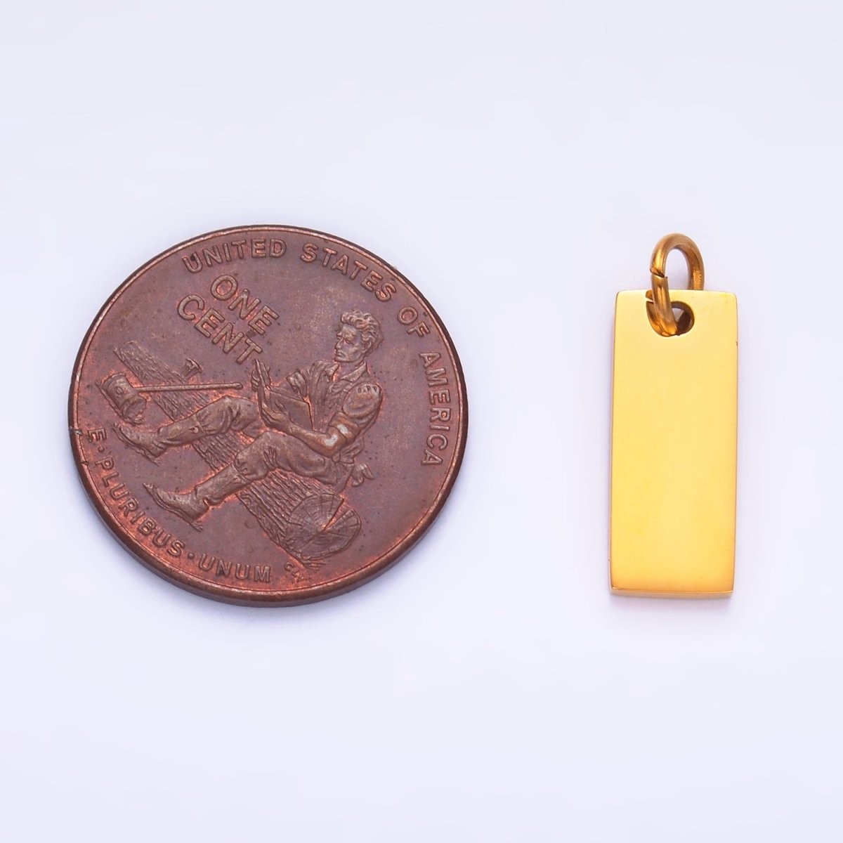 Stainless Steel 15mm Minimalist Rectangular Tag Mini Charm | P768 - DLUXCA