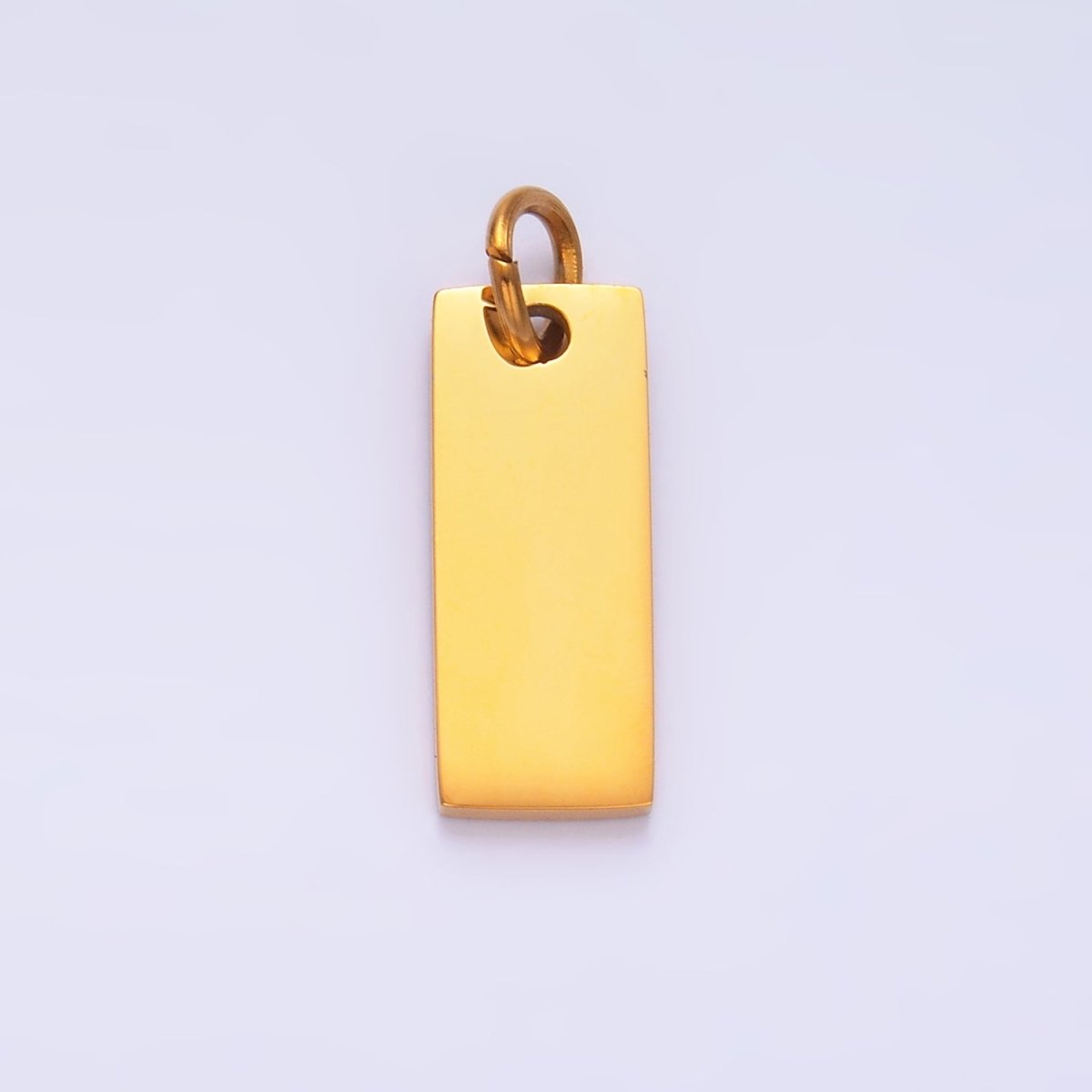 Stainless Steel 15mm Minimalist Rectangular Tag Mini Charm | P768 - DLUXCA