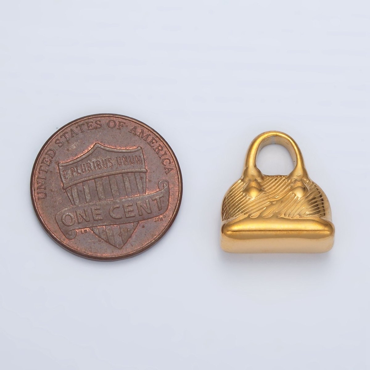 Stainless Steel 16mm Shoulder Bag Puffed Charm | P1477 - DLUXCA