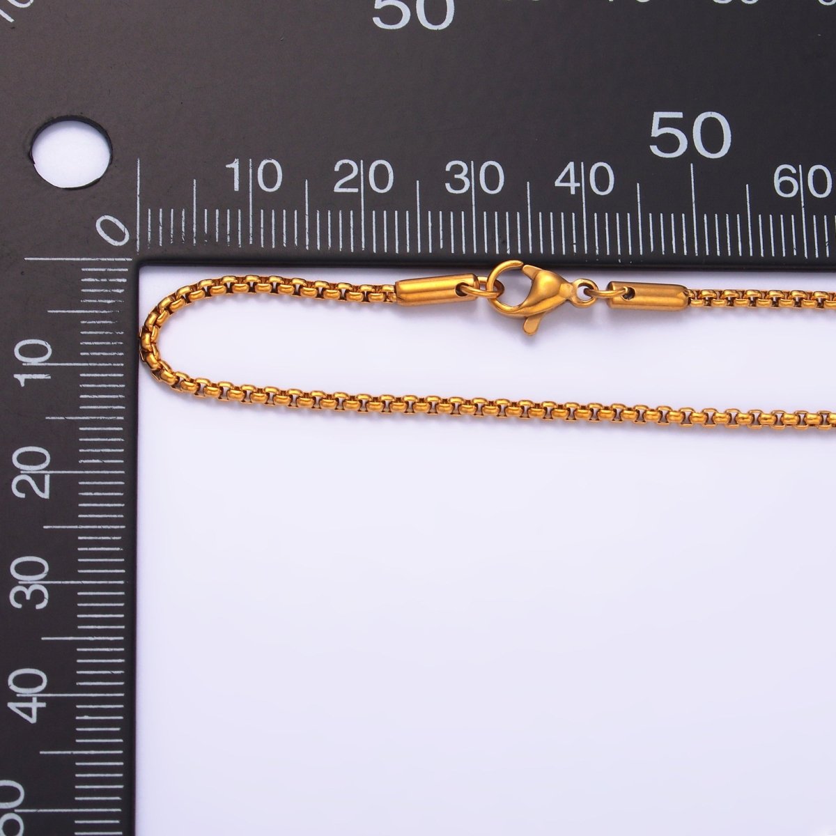 Stainless Steel 1.8mm Minimalist Box Chain 20 Inch Necklace | WA - 2732 - DLUXCA