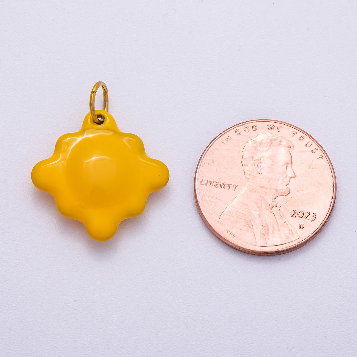 Stainless Steel 18mm Yellow Cheese Crackers Rhombus Enamel Charm | Charms - 00501 - DLUXCA