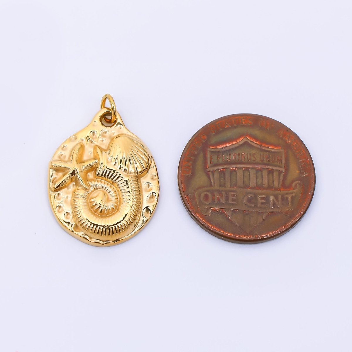 Stainless Steel 20mm Beach Sand Set Charm in Tentacle, Clam Shell, & Starfish | J - 277 - DLUXCA