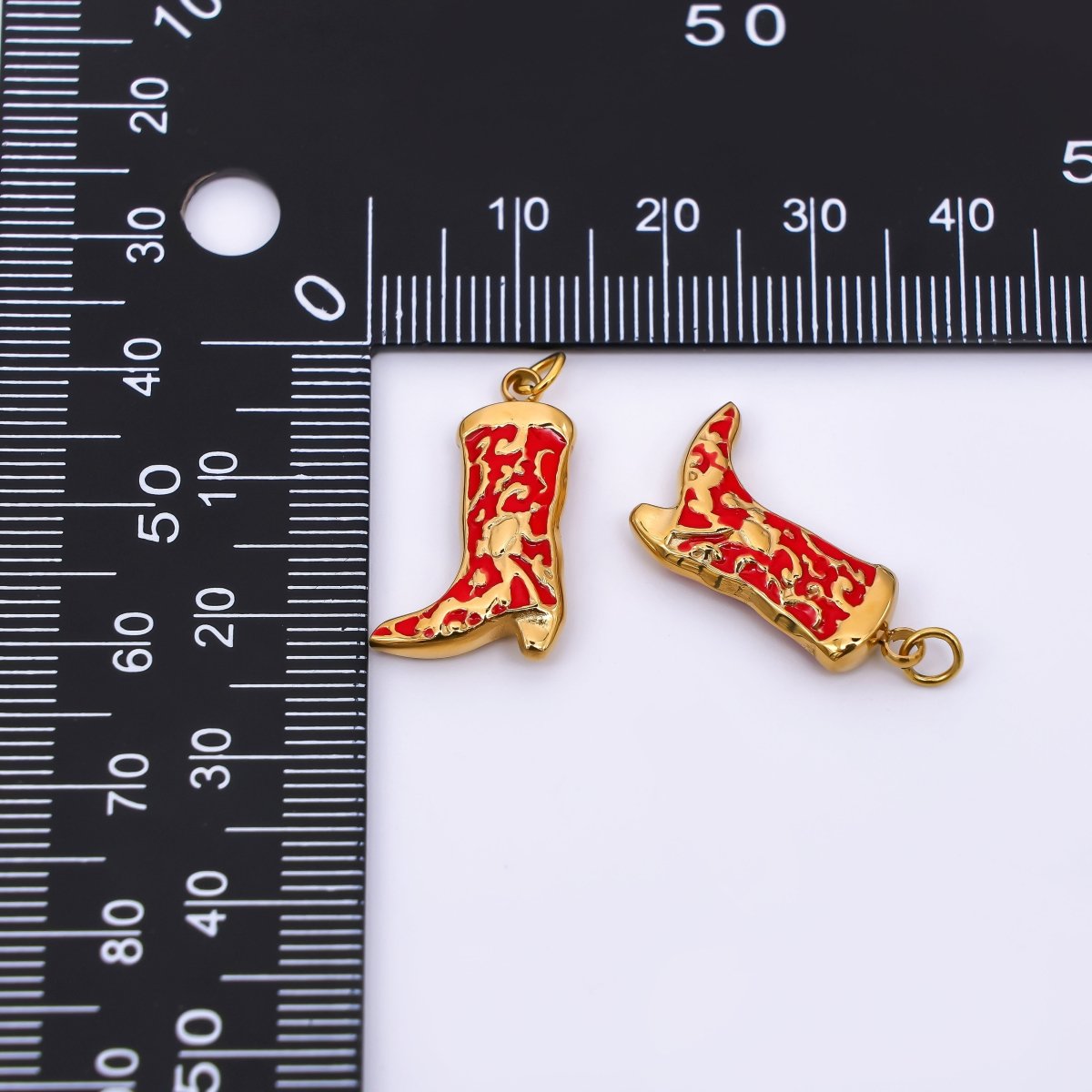 Stainless Steel 21mm Enamel Art Red Expensive Boots Shoes Charm | J - 328 - DLUXCA