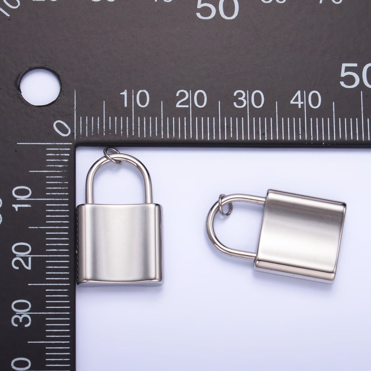 Stainless Steel 24mm Key Padlock Minimalist Silver Charm | P952 - DLUXCA